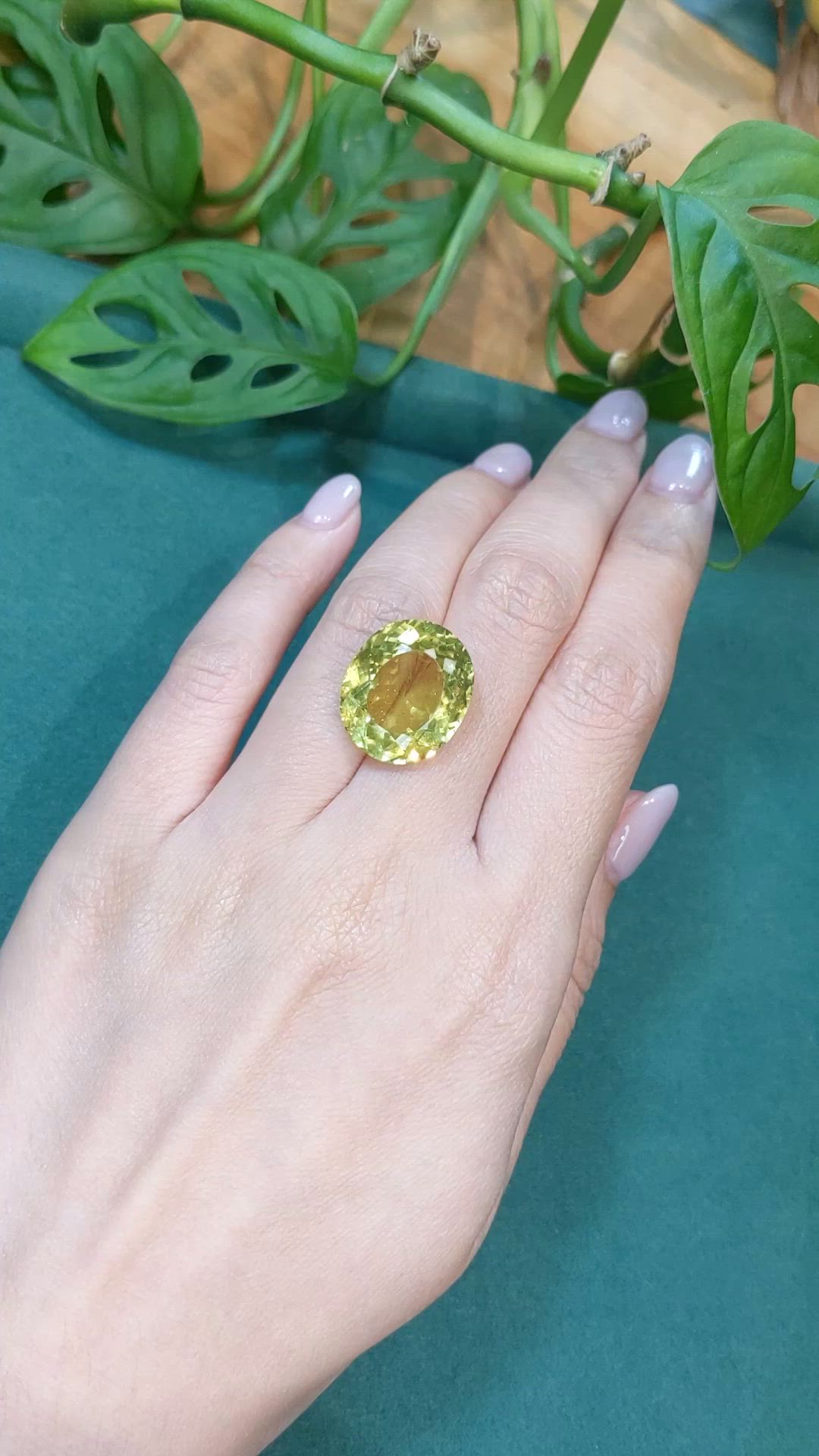 20.02 Ct. Yellowish Green Apatite from Brazil Size Video