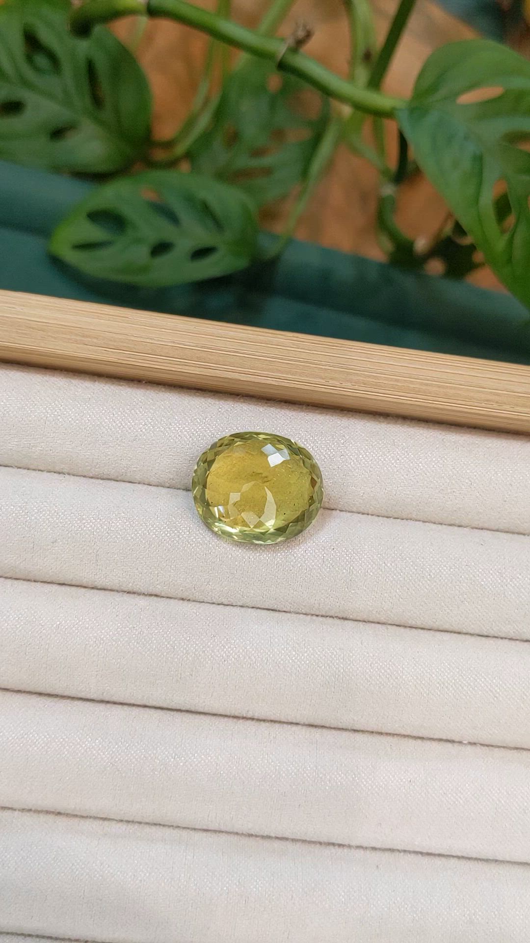 20.02 Ct. Yellowish Green Apatite from Brazil Size Video