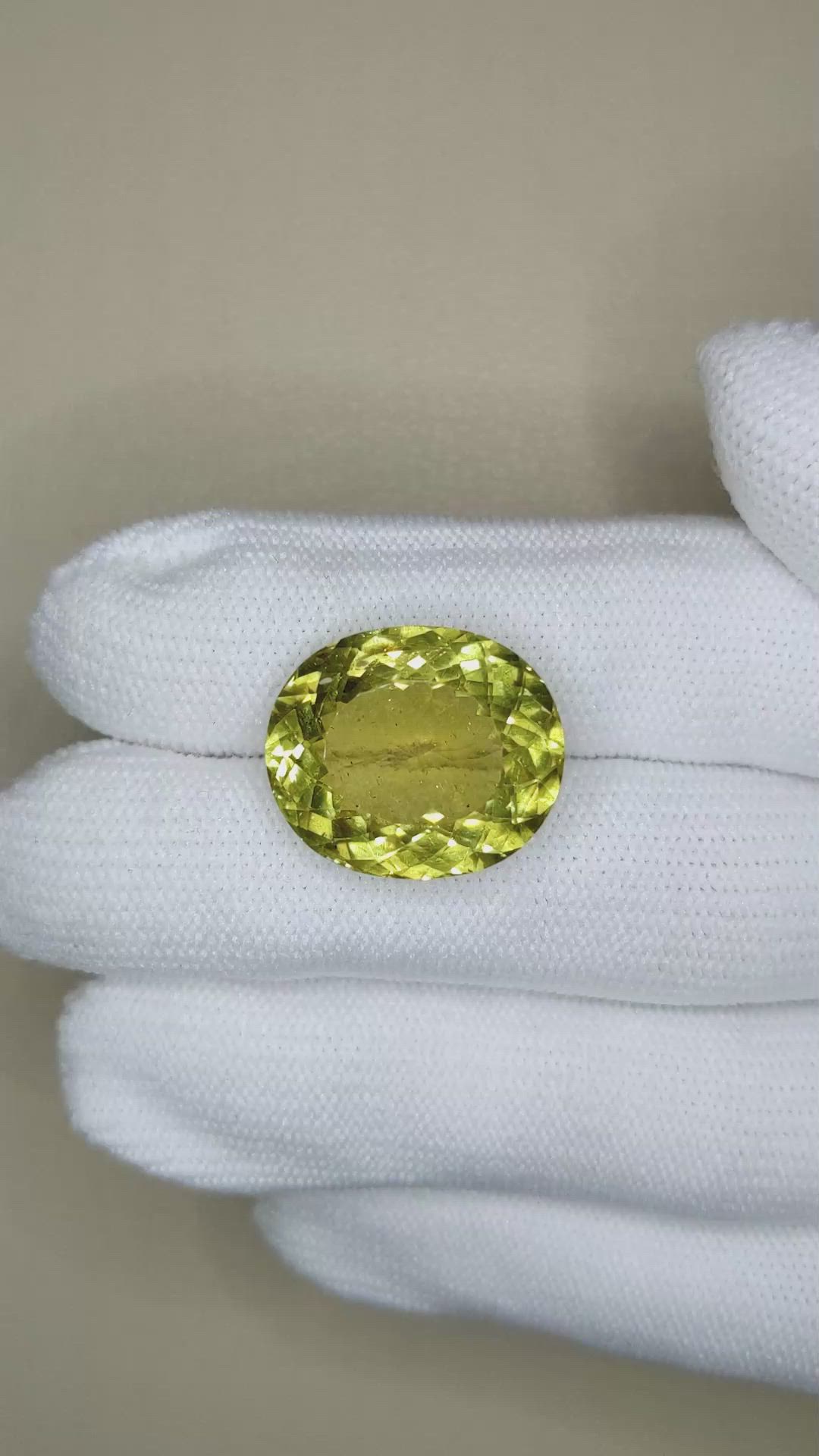 20.02 Ct. Yellowish Green Apatite from Brazil Size Video