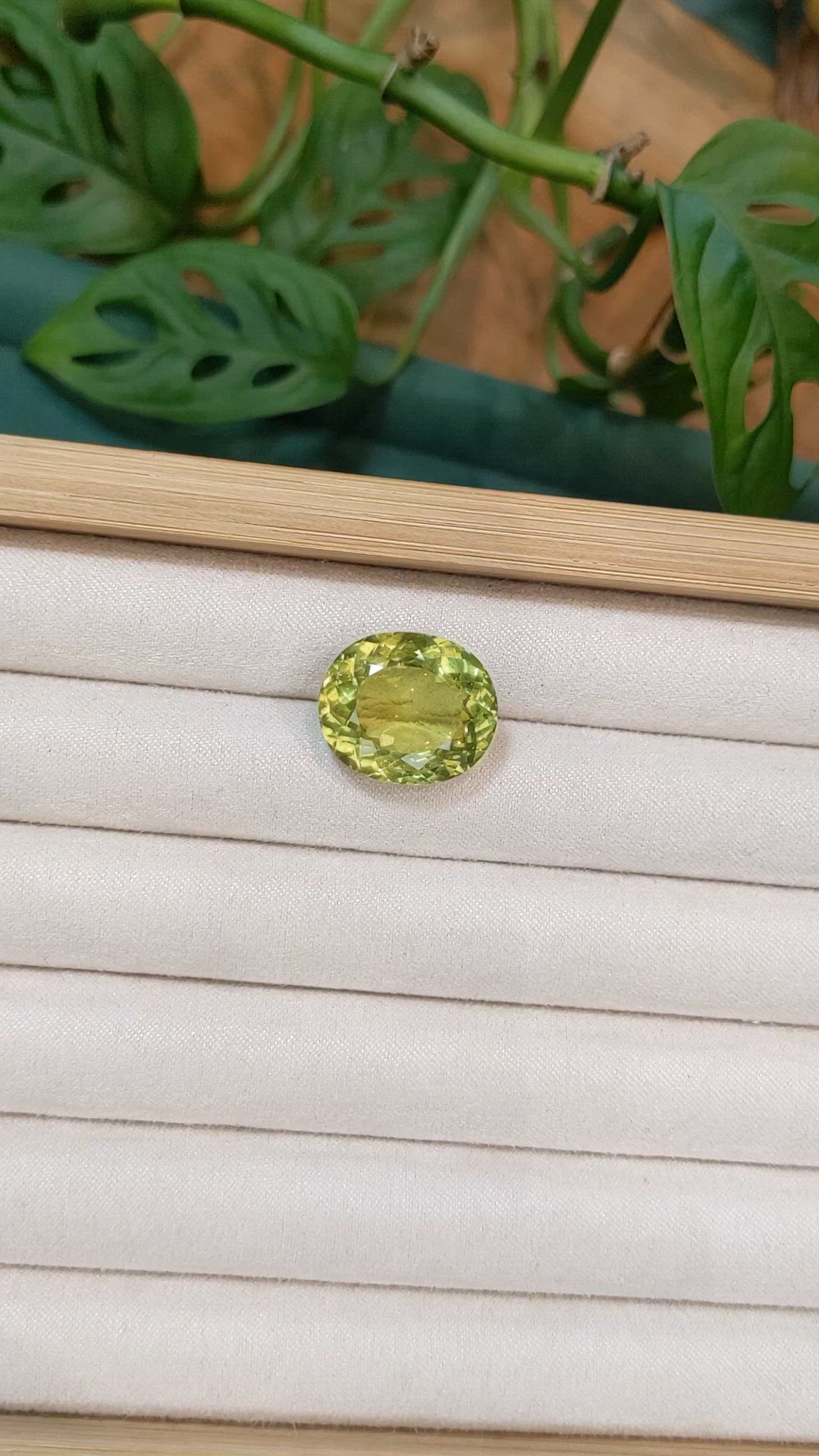 20.02 Ct. Yellowish Green Apatite from Brazil Size Video