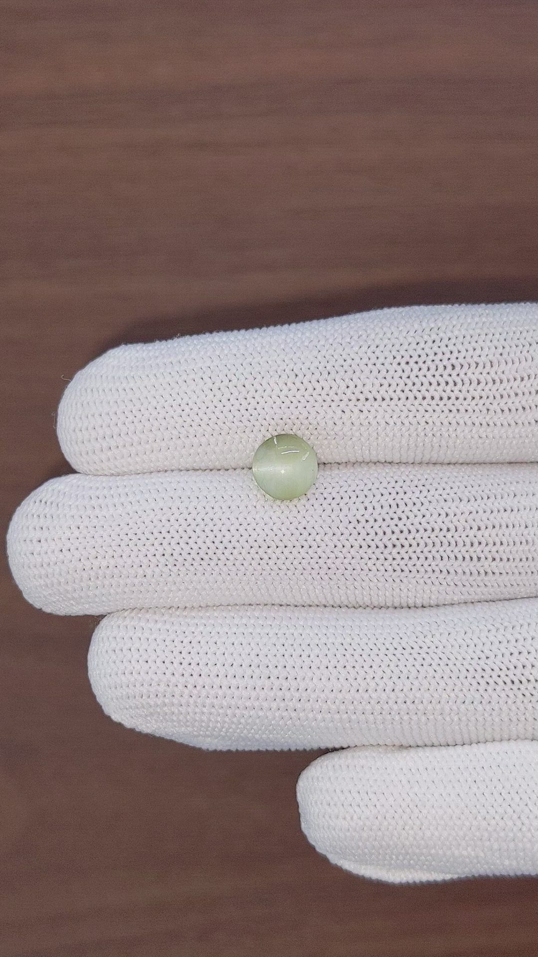 1.80 Ct. Yellowish Green Cabochon Chrysoberyl from Ceylon (Sri Lanka) Size Video