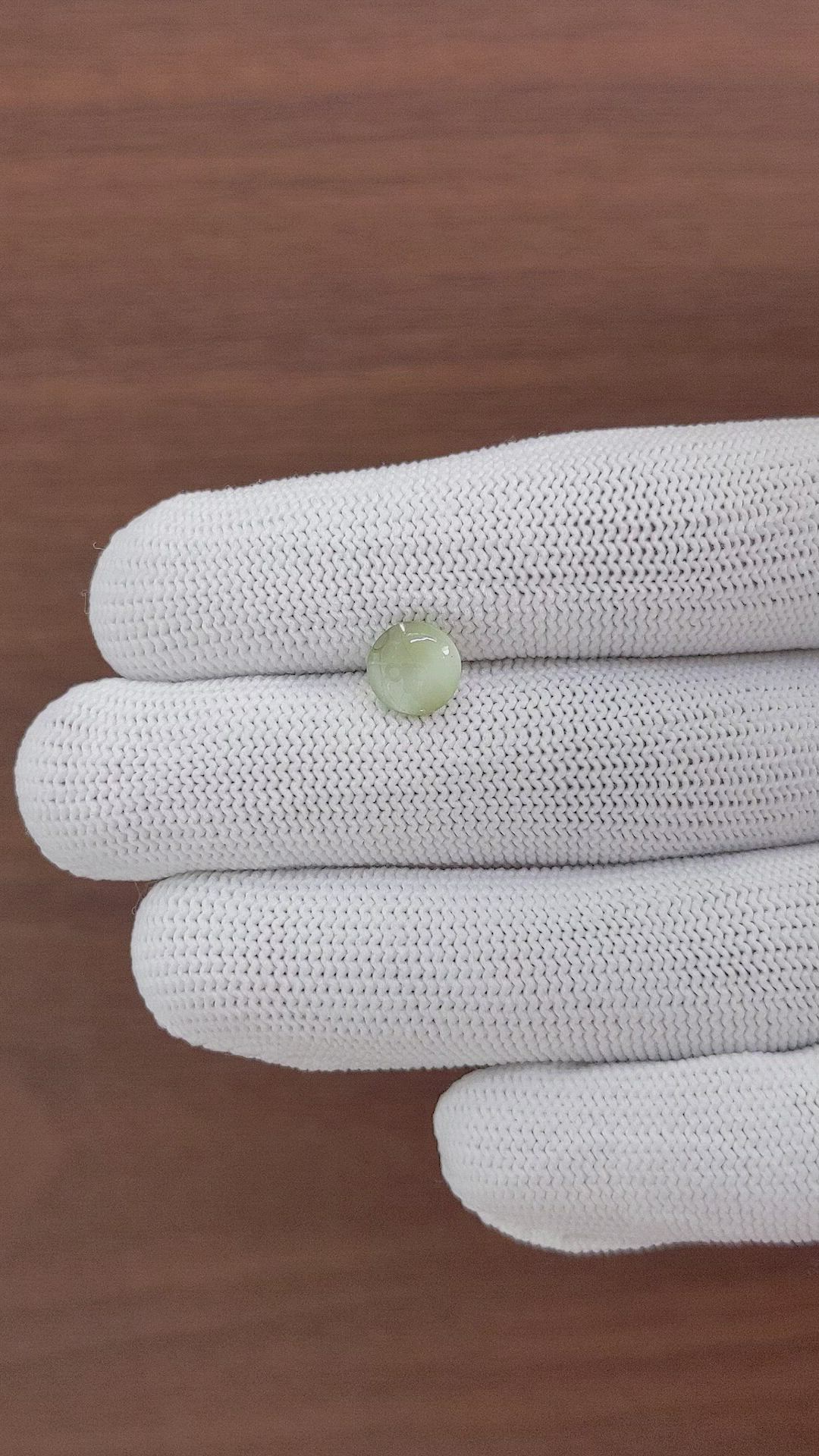 1.80 Ct. Yellowish Green Cabochon Chrysoberyl from Ceylon (Sri Lanka) Size Video