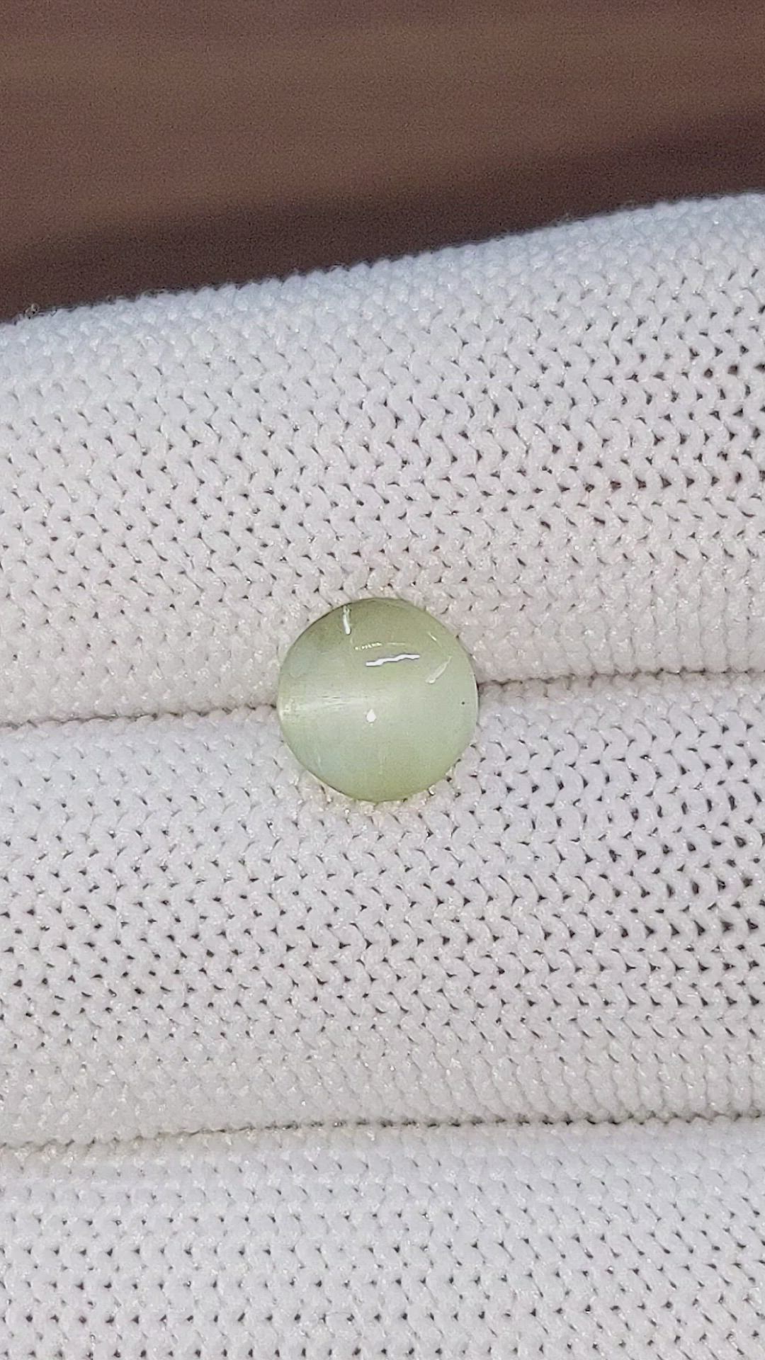 1.80 Ct. Yellowish Green Cabochon Chrysoberyl from Ceylon (Sri Lanka) Size Video