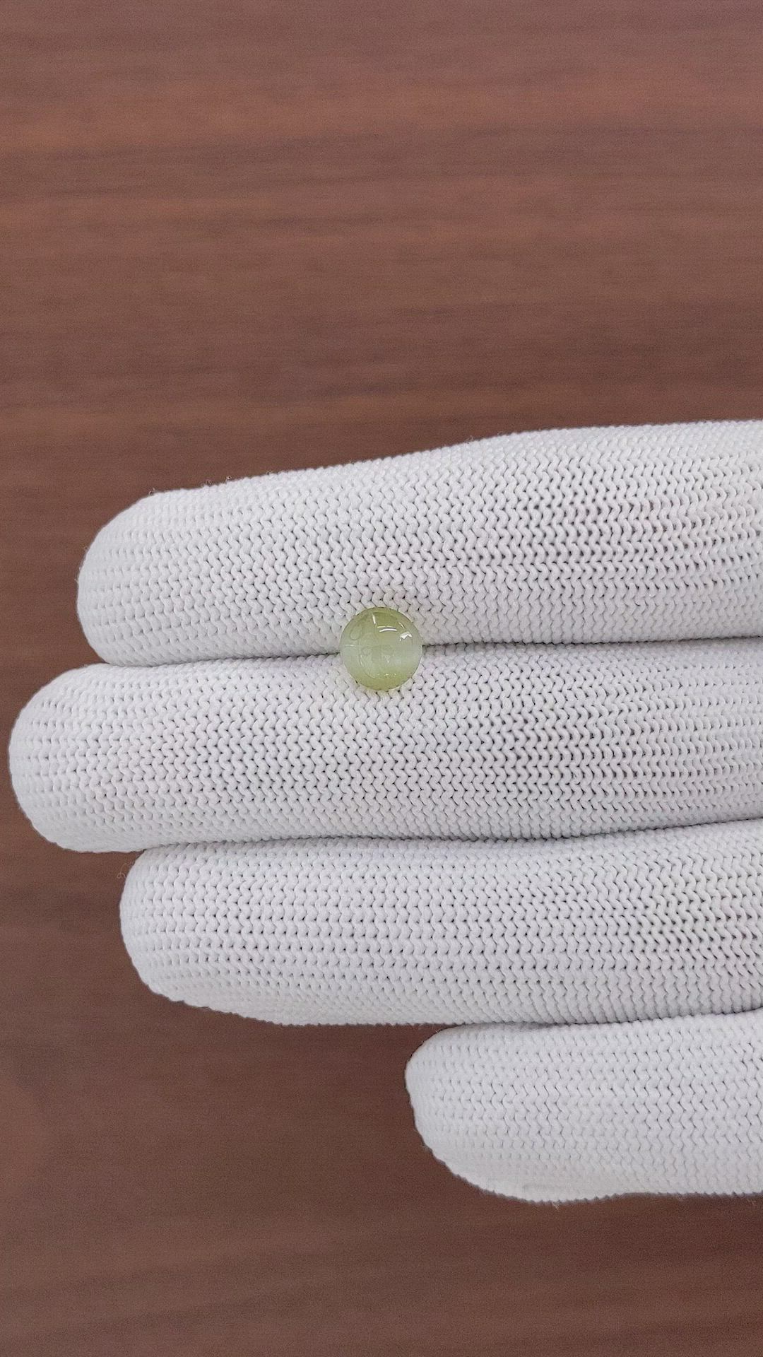 2.34 Ct. Green Cabochon Chrysoberyl from Ceylon (Sri Lanka) Size Video