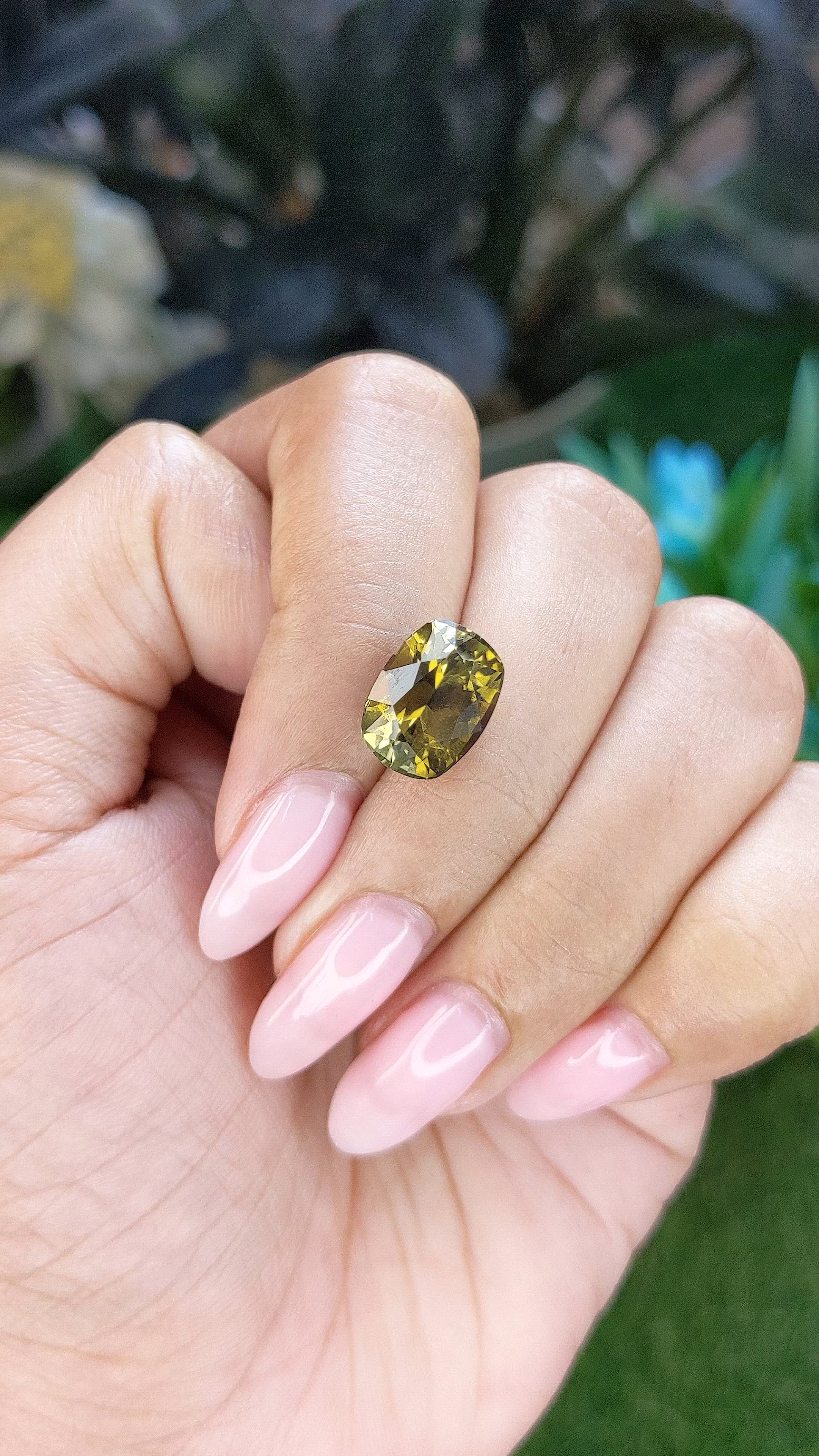 4.57 Ct. Yellowish Green Tourmaline from Ceylon (Sri Lanka) Size Video