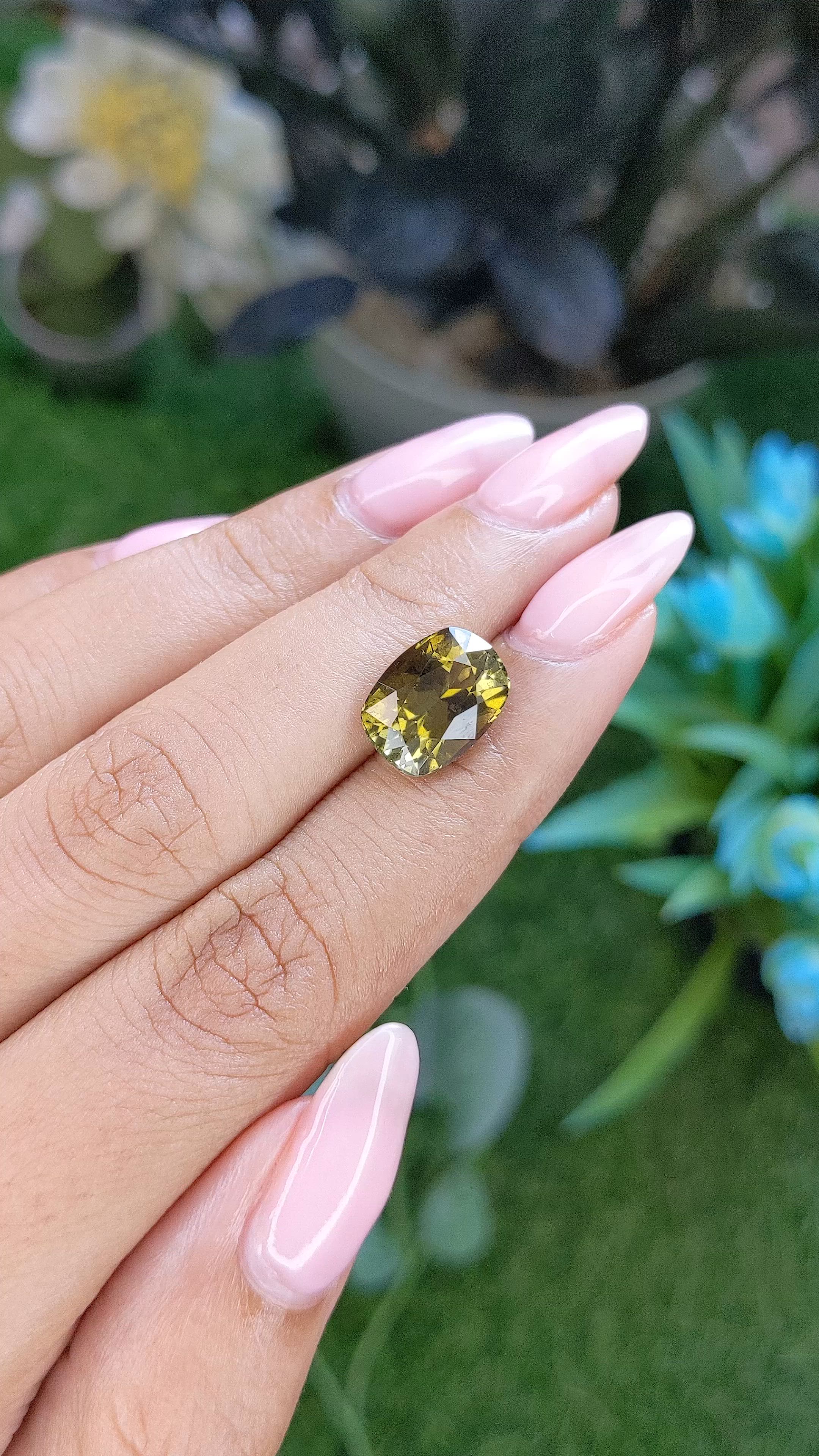 4.57 Ct. Yellowish Green Tourmaline from Ceylon (Sri Lanka) Size Video