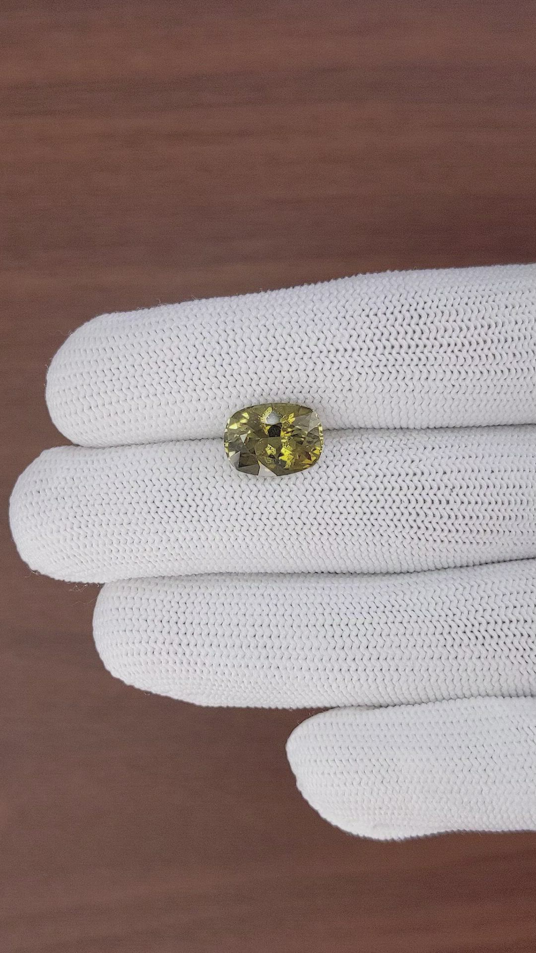 4.57 Ct. Yellowish Green Tourmaline from Ceylon (Sri Lanka) Size Video