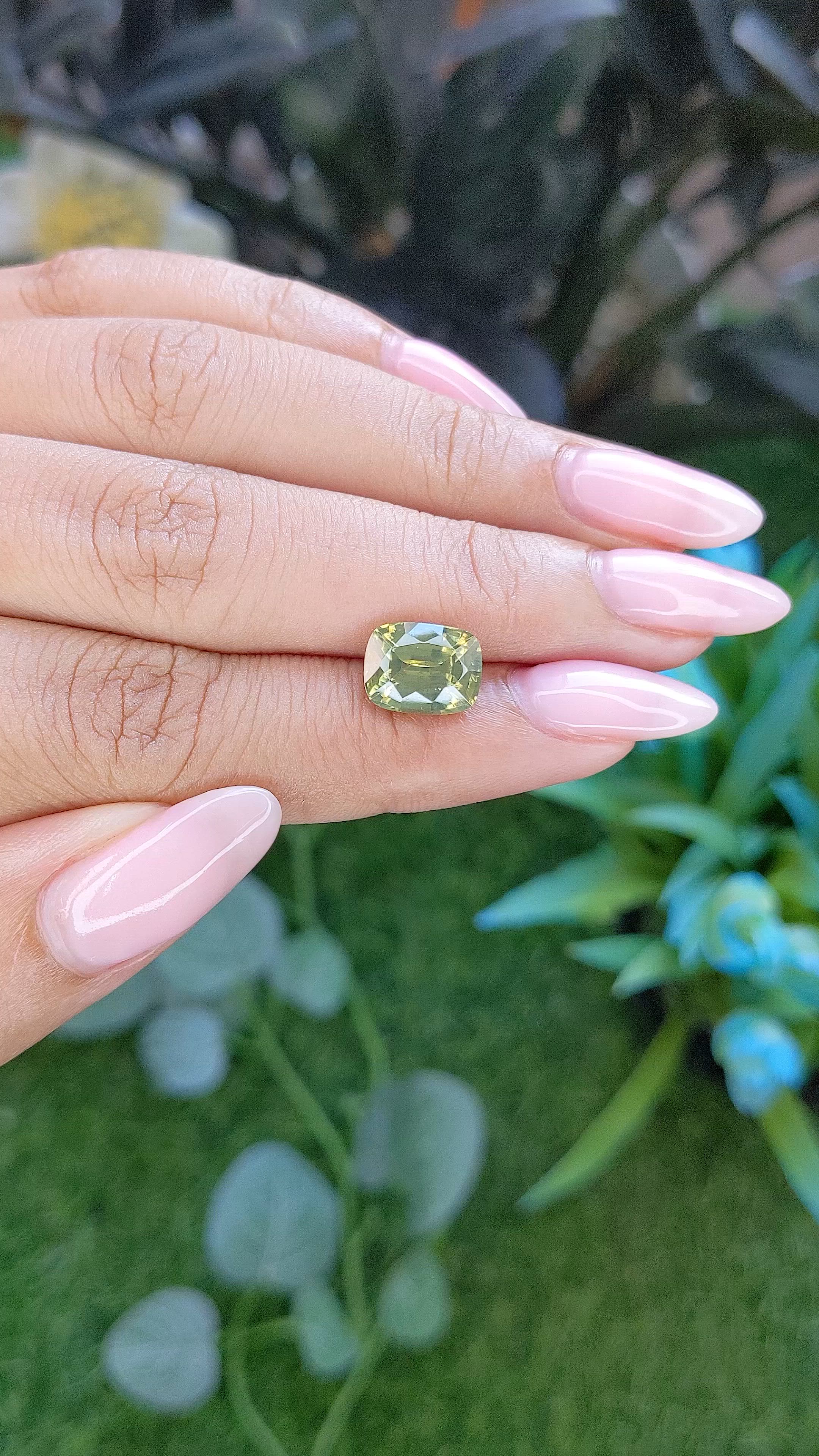4.50 Ct. Yellowish Green Zircon from Ceylon (Sri Lanka) Size Video