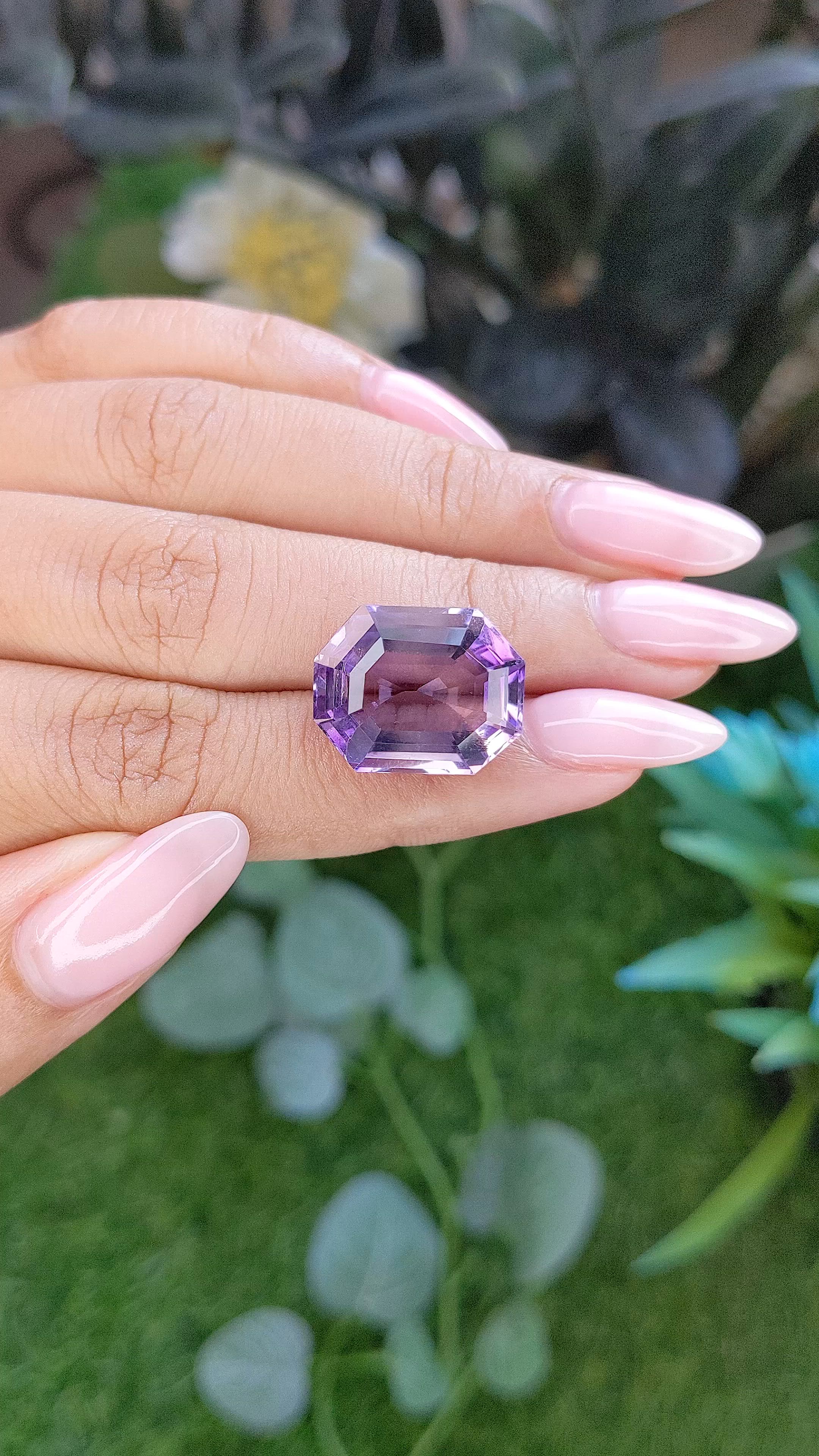 14.61 Ct. Purple Amethyst from Ceylon (Sri Lanka) Size Video