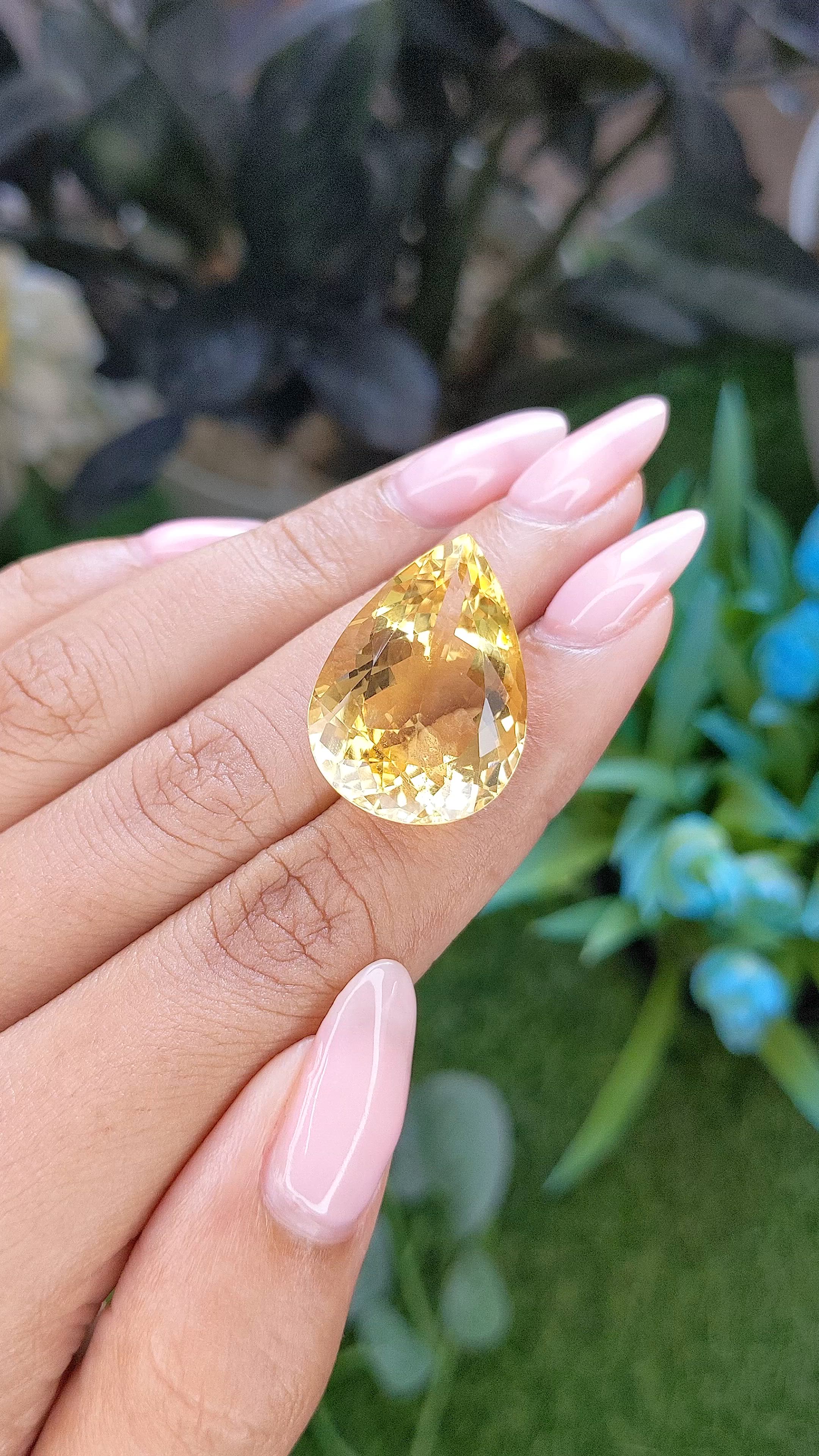 23.67 Ct. Yellow Citrine from Ceylon (Sri Lanka) Size Video