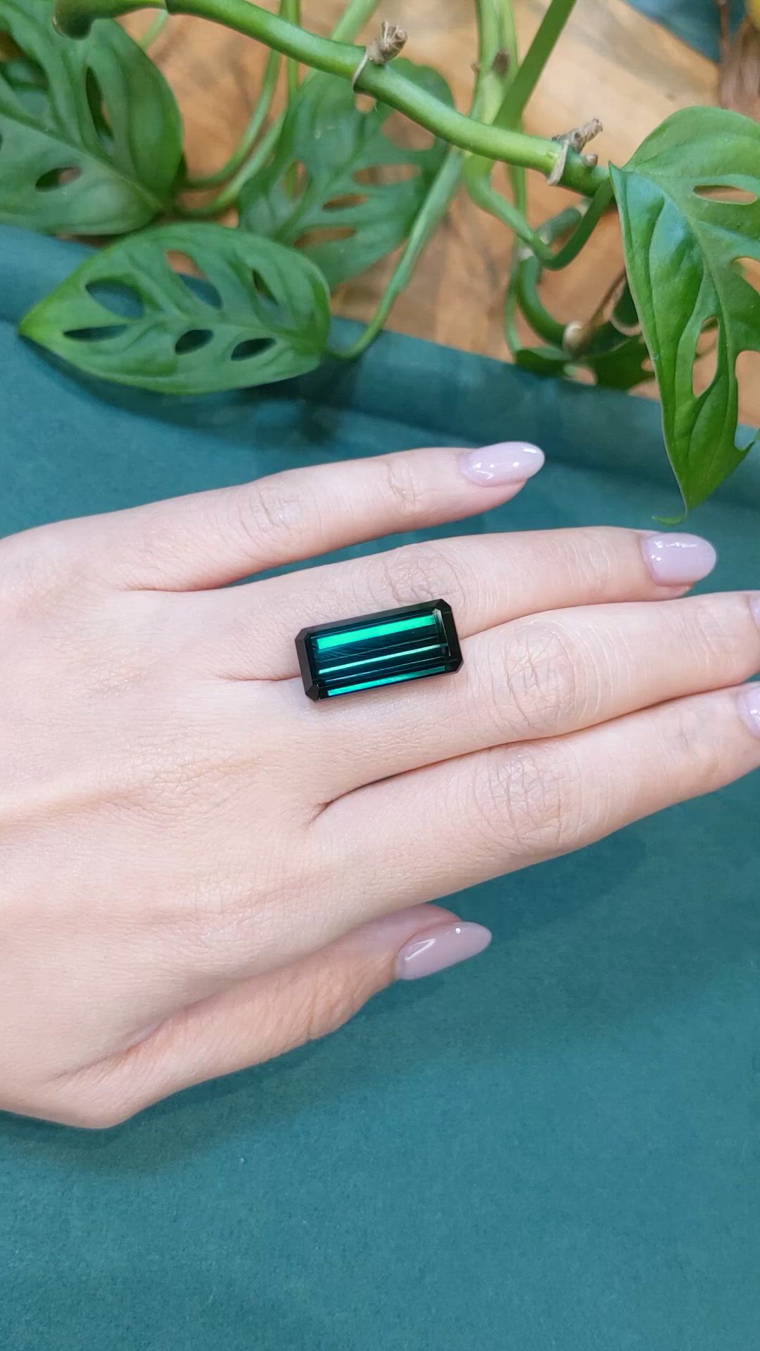 18.70 Ct. Greenish Blue Tourmaline from Brazil Size Video