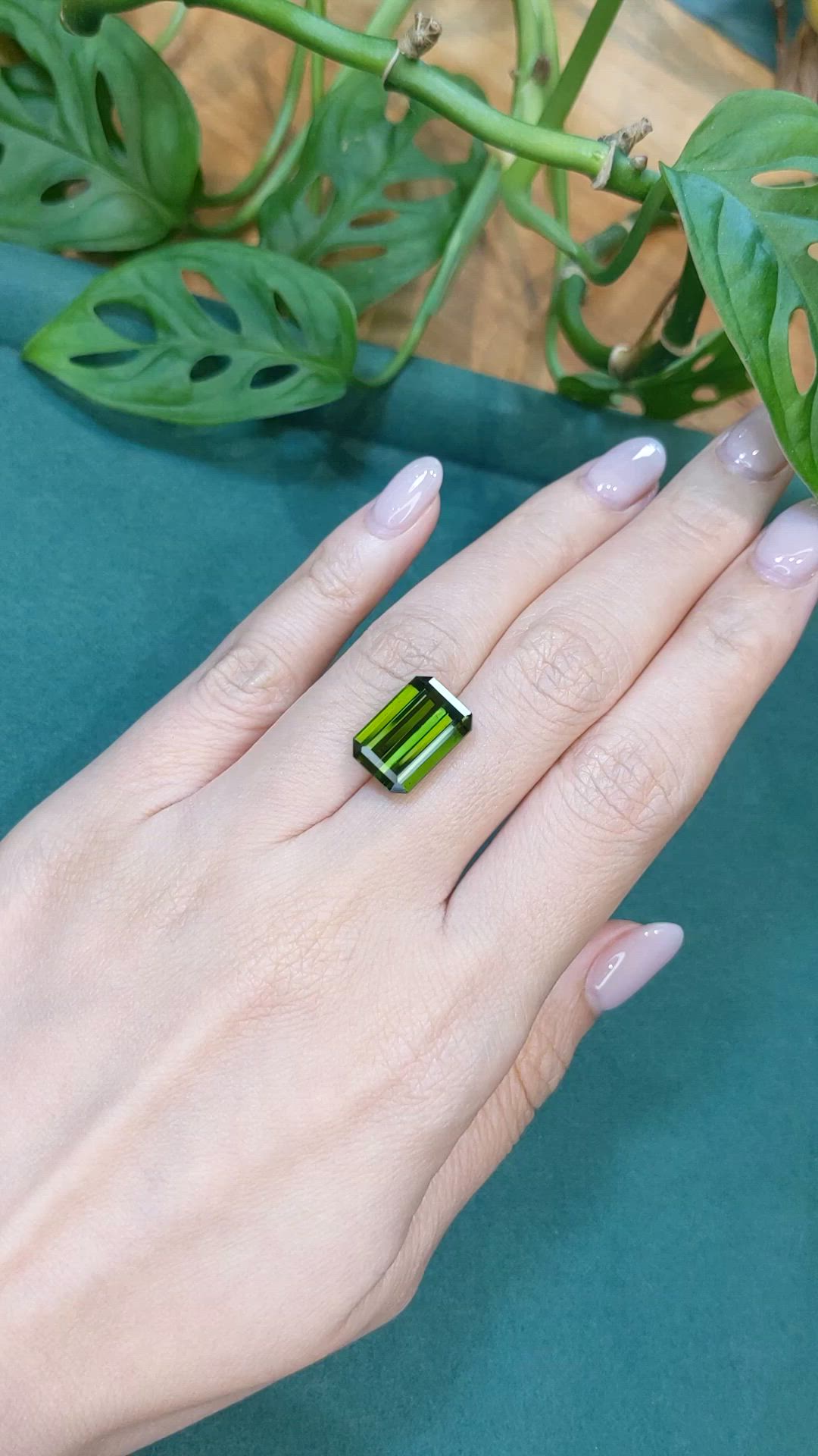 10.36 Ct. Green Tourmaline from Brazil Size Video