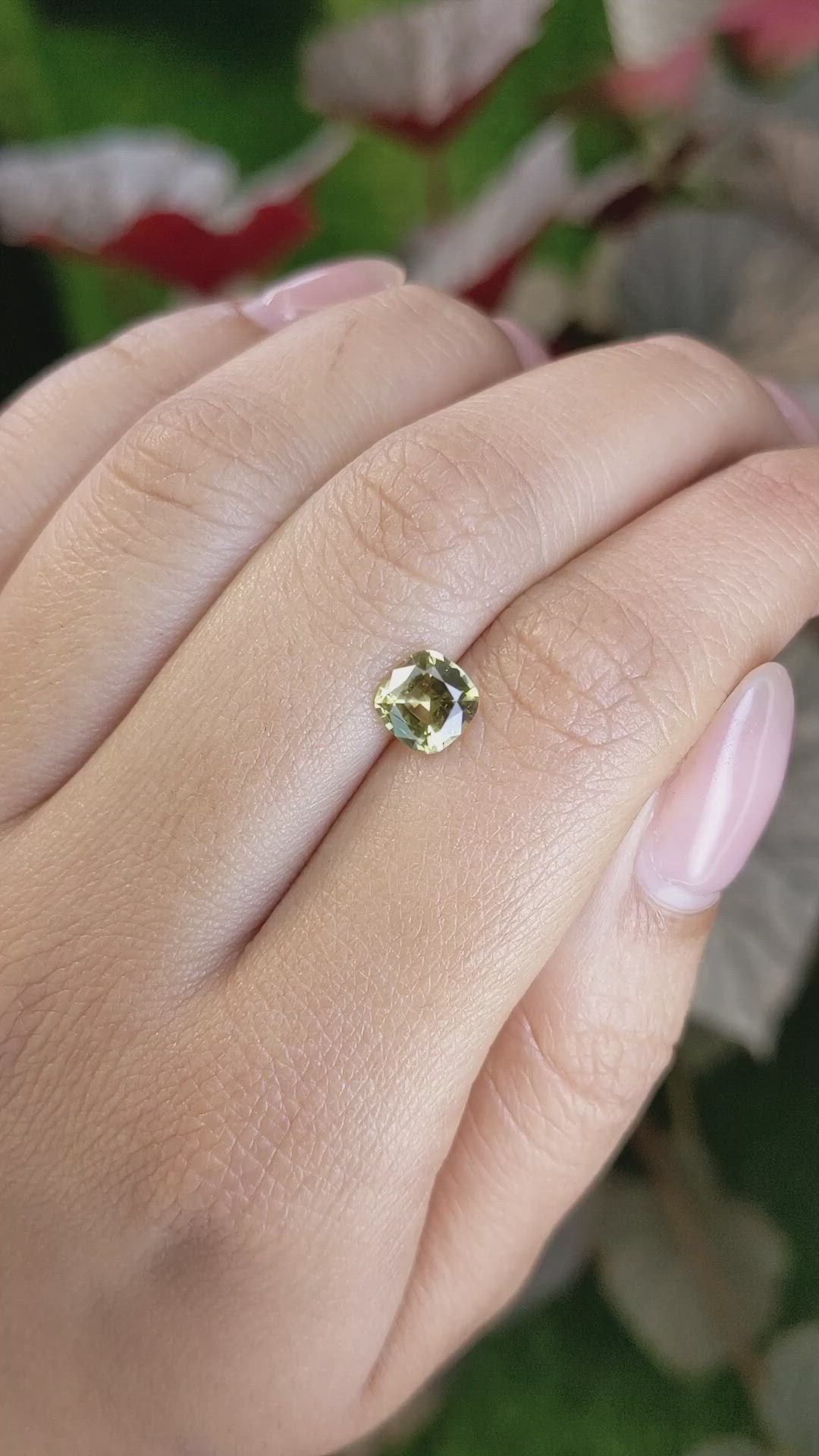 1.18 Ct. Greenish Yellow Chrysoberyl from Ceylon (Sri Lanka) Size Video