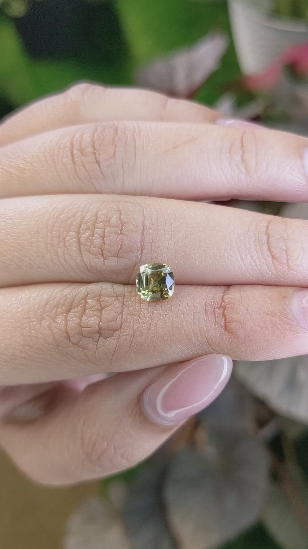 1.18 Ct. Greenish Yellow Chrysoberyl from Ceylon (Sri Lanka) Size Video