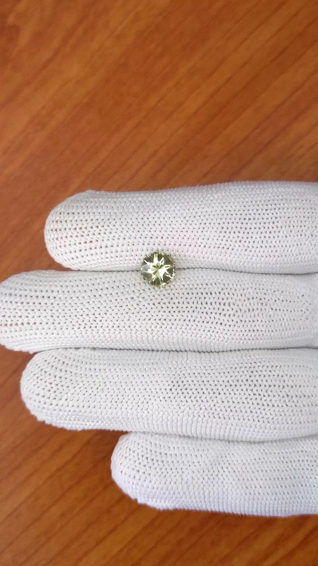 1.62 Ct. Greenish Yellow Zircon from Ceylon (Sri Lanka) Size Video