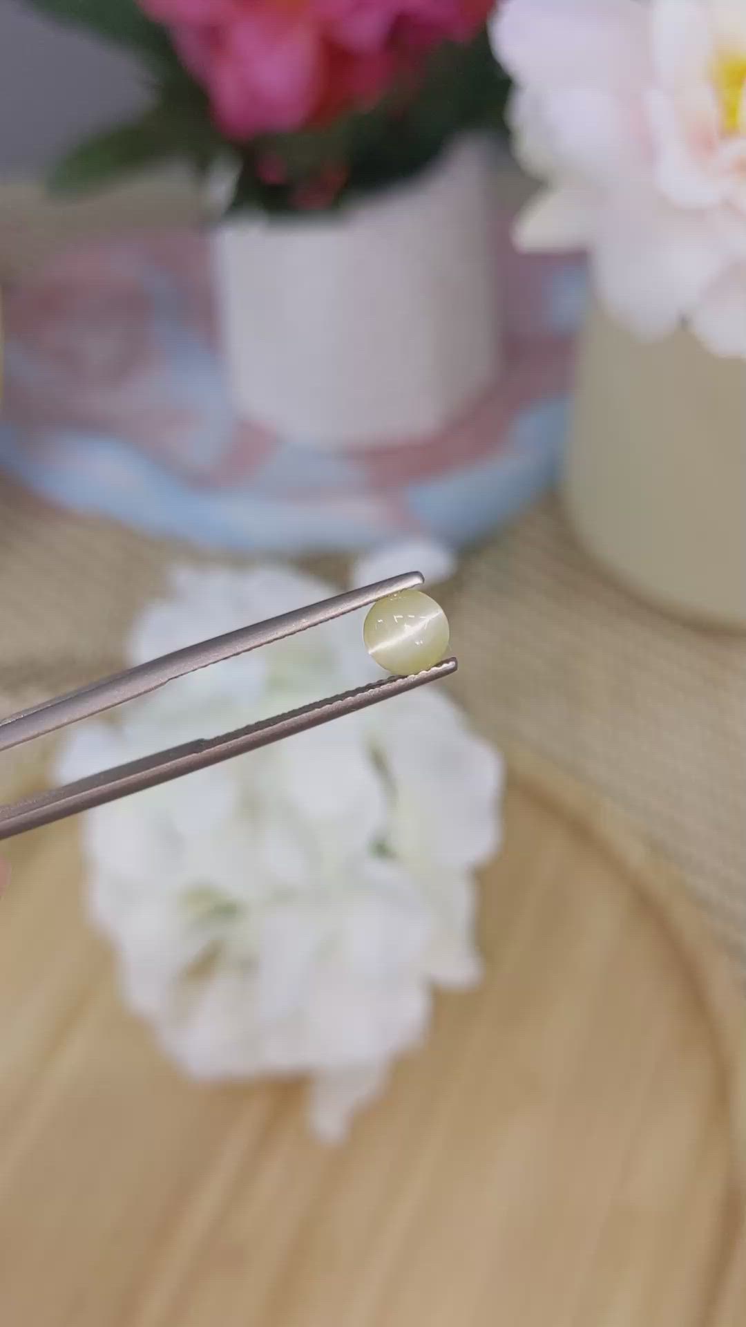 1.31 Ct. Brownish Yellow Cabochon Chrysoberyl from Ceylon (Sri Lanka) Size Video
