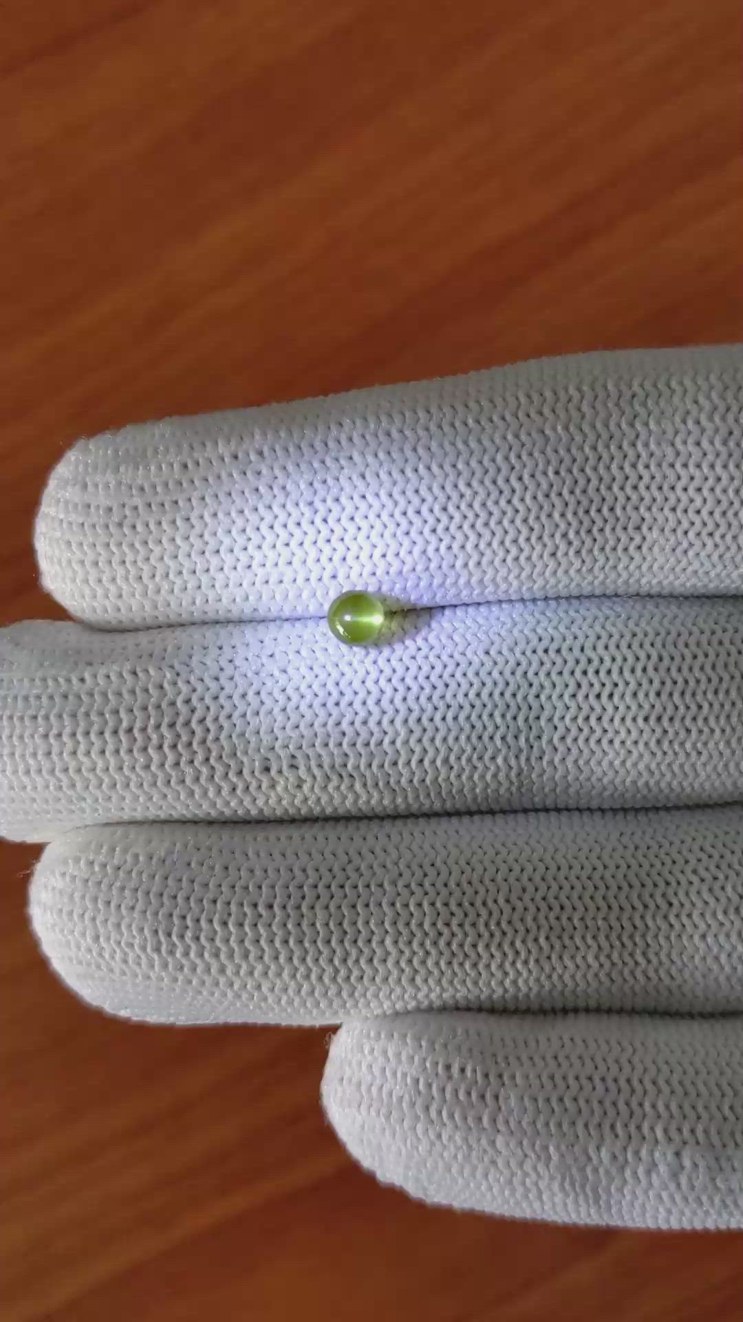 0.65 Ct. Greenish Yellow Cabochon Chrysoberyl from Ceylon (Sri Lanka) Size Video