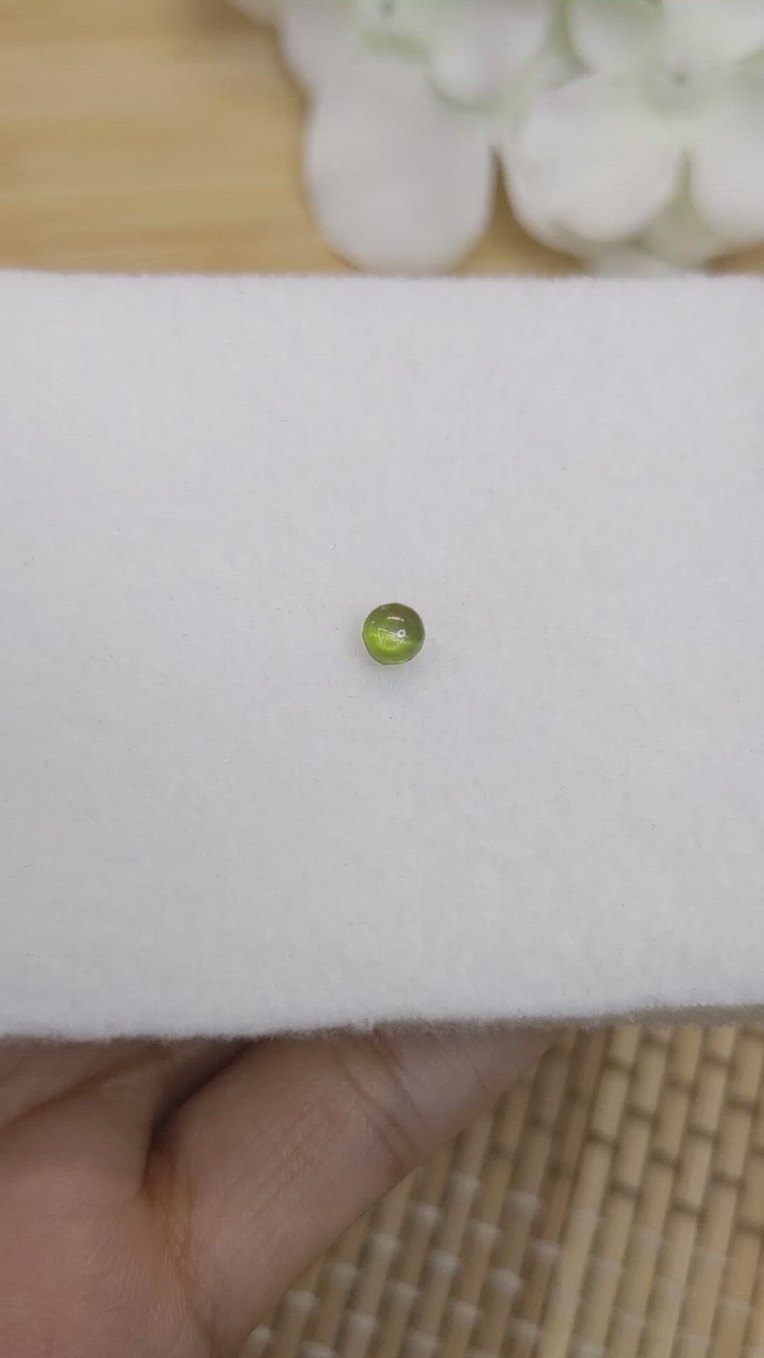0.65 Ct. Greenish Yellow Cabochon Chrysoberyl from Ceylon (Sri Lanka) Size Video