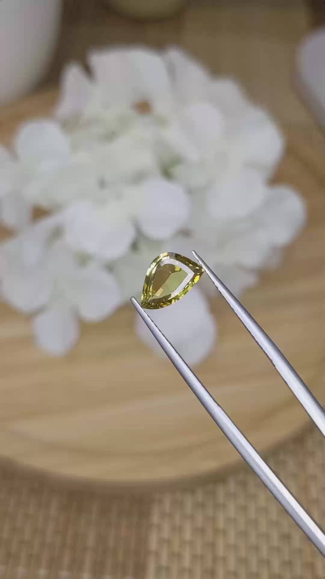 1.65 Ct. Brownish Yellow Chrysoberyl from Ceylon (Sri Lanka) Size Video