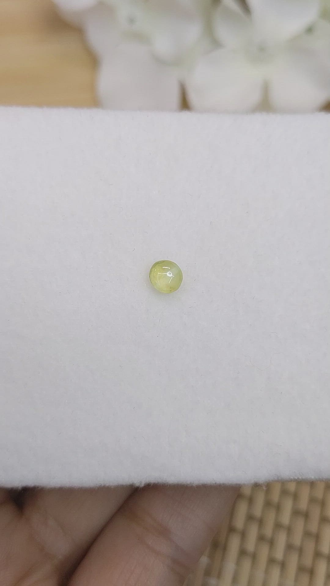 0.63 Ct. Yellow Cabochon Chrysoberyl from Ceylon (Sri Lanka) Size Video