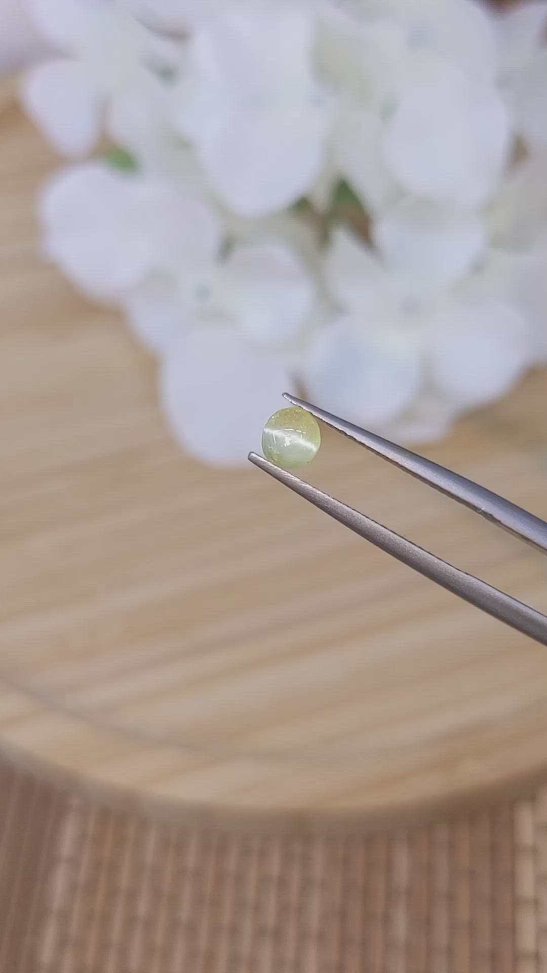 0.63 Ct. Yellow Cabochon Chrysoberyl from Ceylon (Sri Lanka) Size Video
