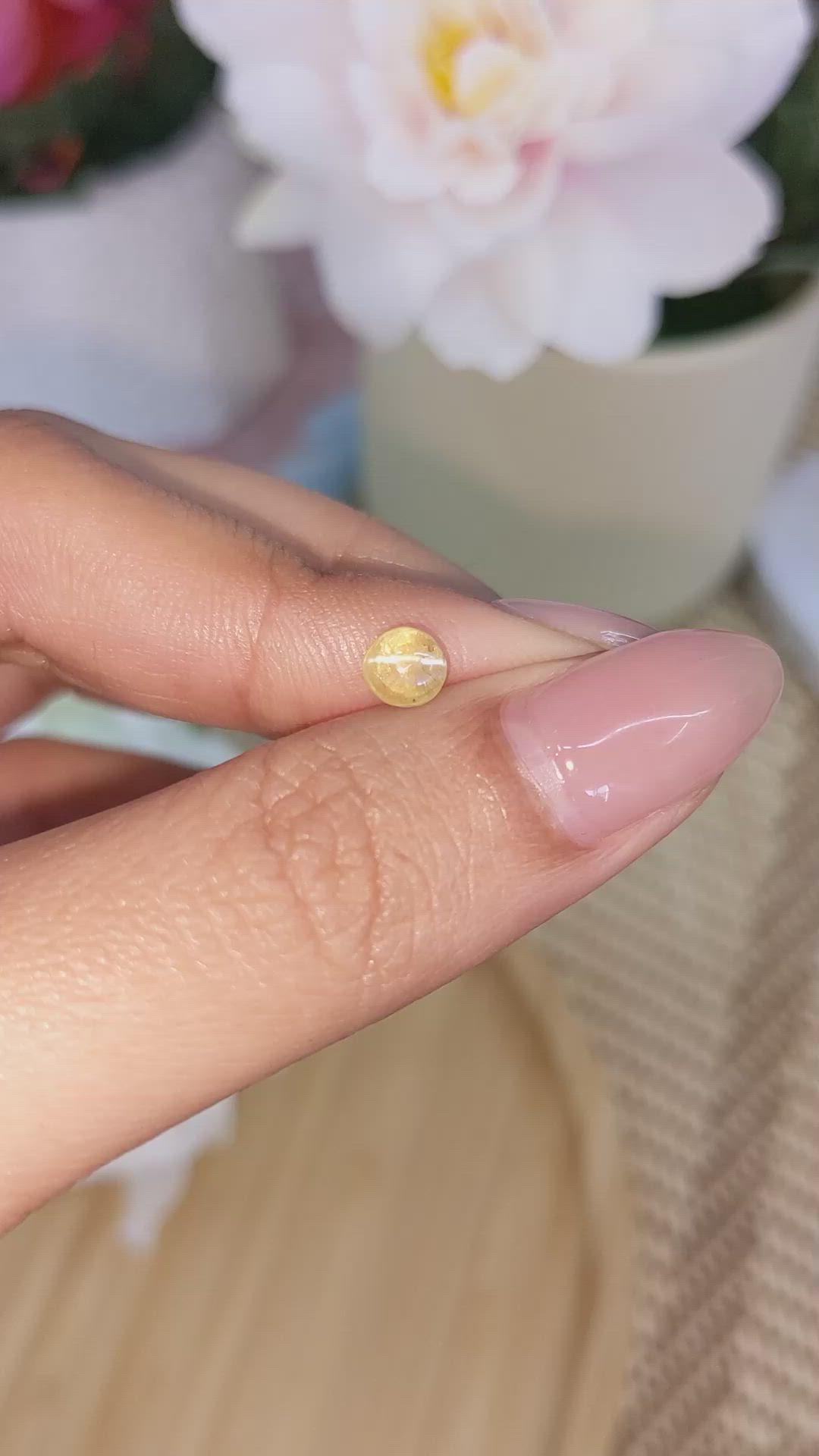 0.99 Ct. Yellow Cabochon Chrysoberyl from Ceylon (Sri Lanka) Size Video