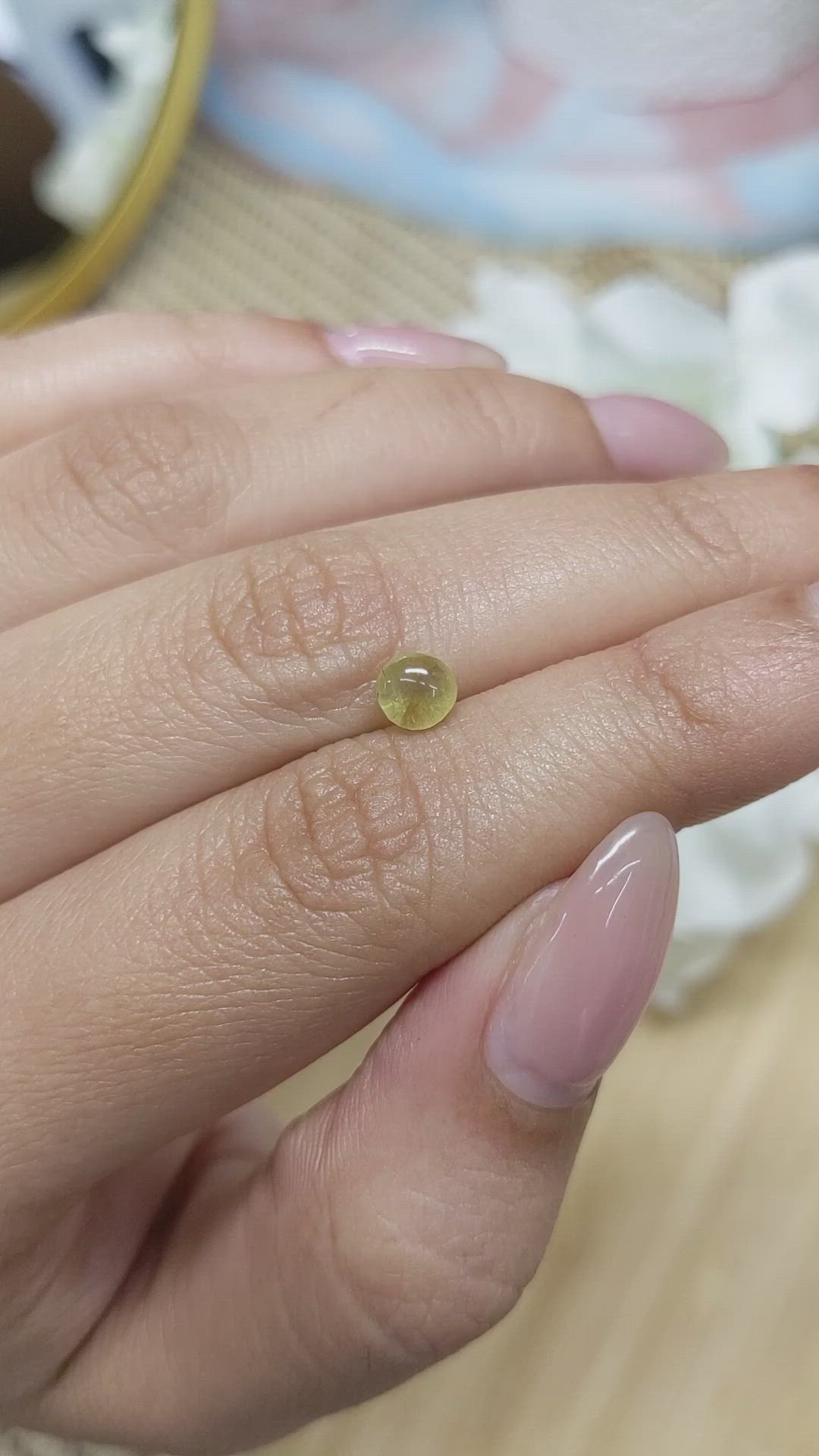 0.99 Ct. Yellow Cabochon Chrysoberyl from Ceylon (Sri Lanka) Size Video