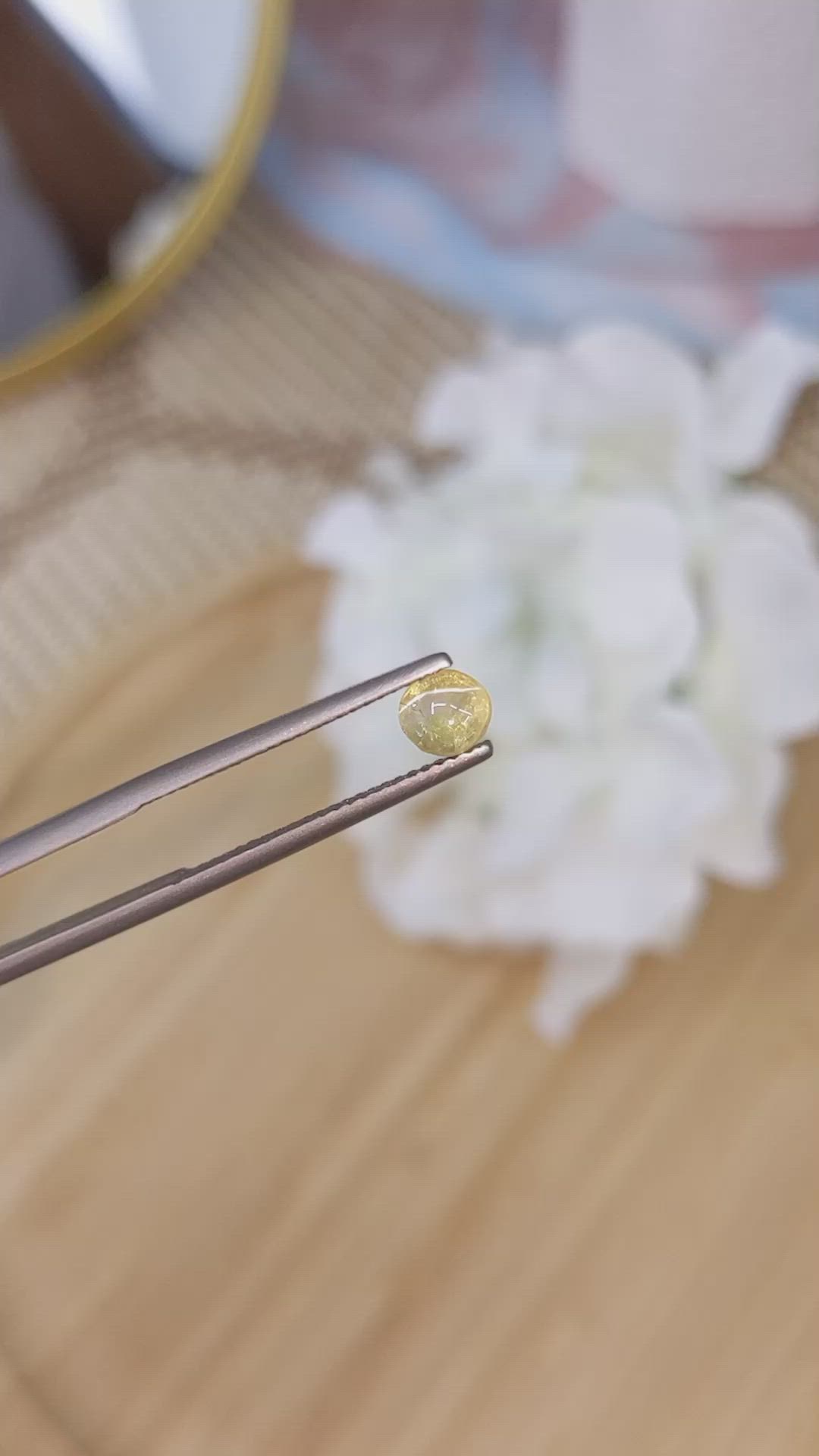 0.99 Ct. Yellow Cabochon Chrysoberyl from Ceylon (Sri Lanka) Size Video