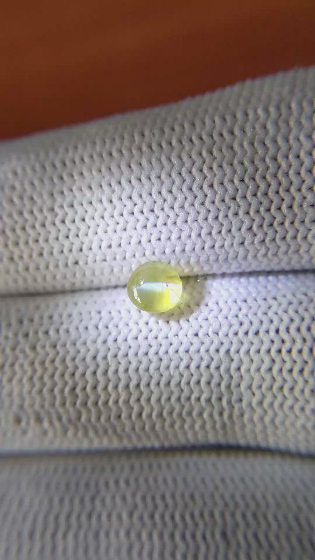 0.99 Ct. Yellow Cabochon Chrysoberyl from Ceylon (Sri Lanka) Size Video