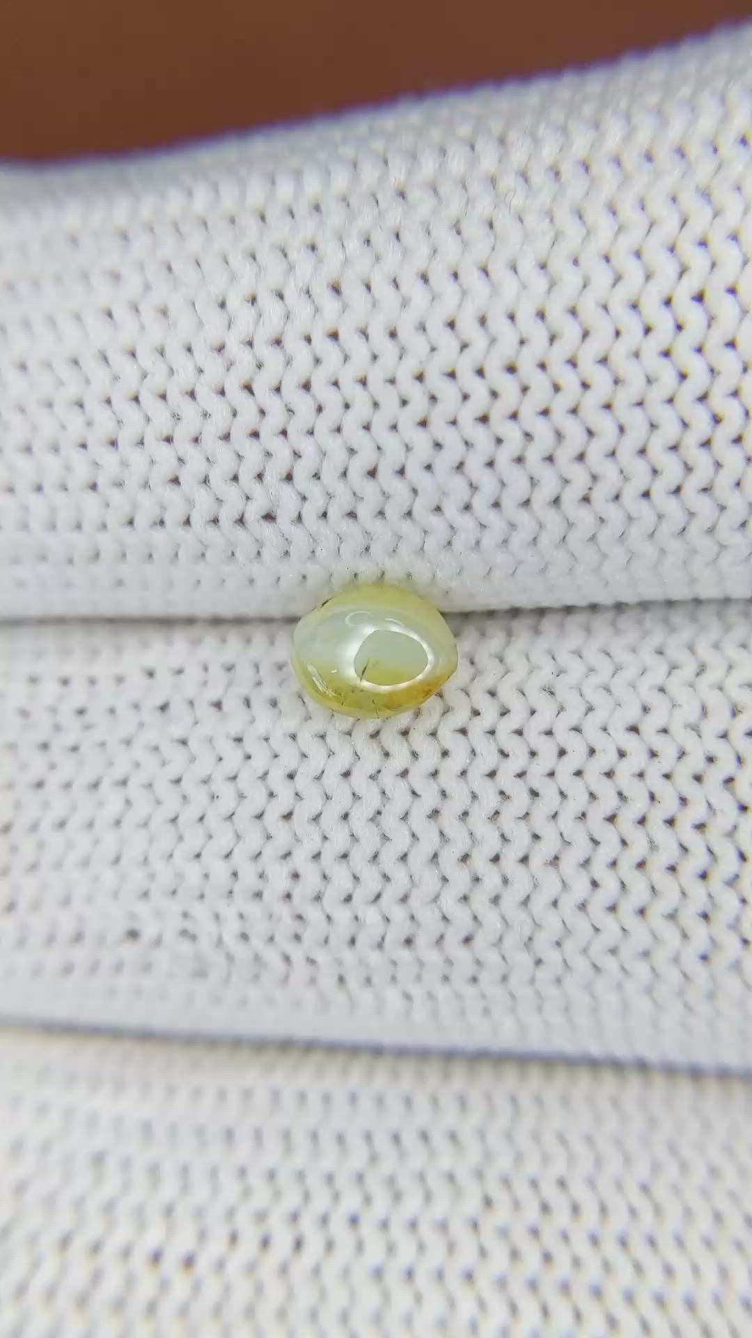 0.75 Ct. Greenish Yellow Cabochon Chrysoberyl from Ceylon (Sri Lanka) Size Video