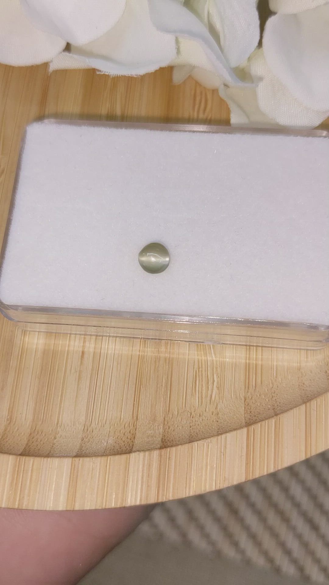 0.70 Ct. Yellowish Green Cabochon Chrysoberyl from Ceylon (Sri Lanka) Size Video