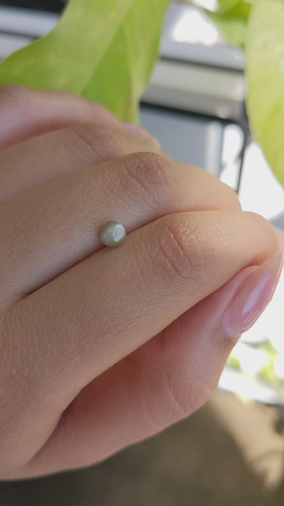 0.70 Ct. Yellowish Green Cabochon Chrysoberyl from Ceylon (Sri Lanka) Size Video