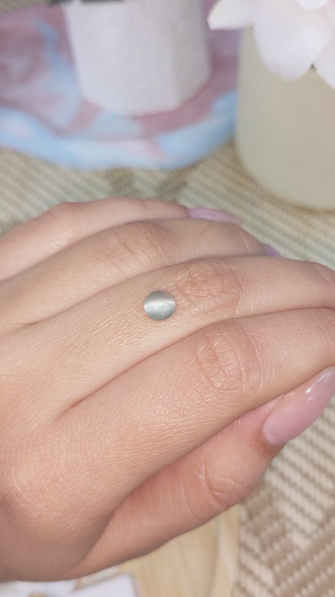 1.08 Ct. Green Cabochon Chrysoberyl from Ceylon (Sri Lanka) Size Video