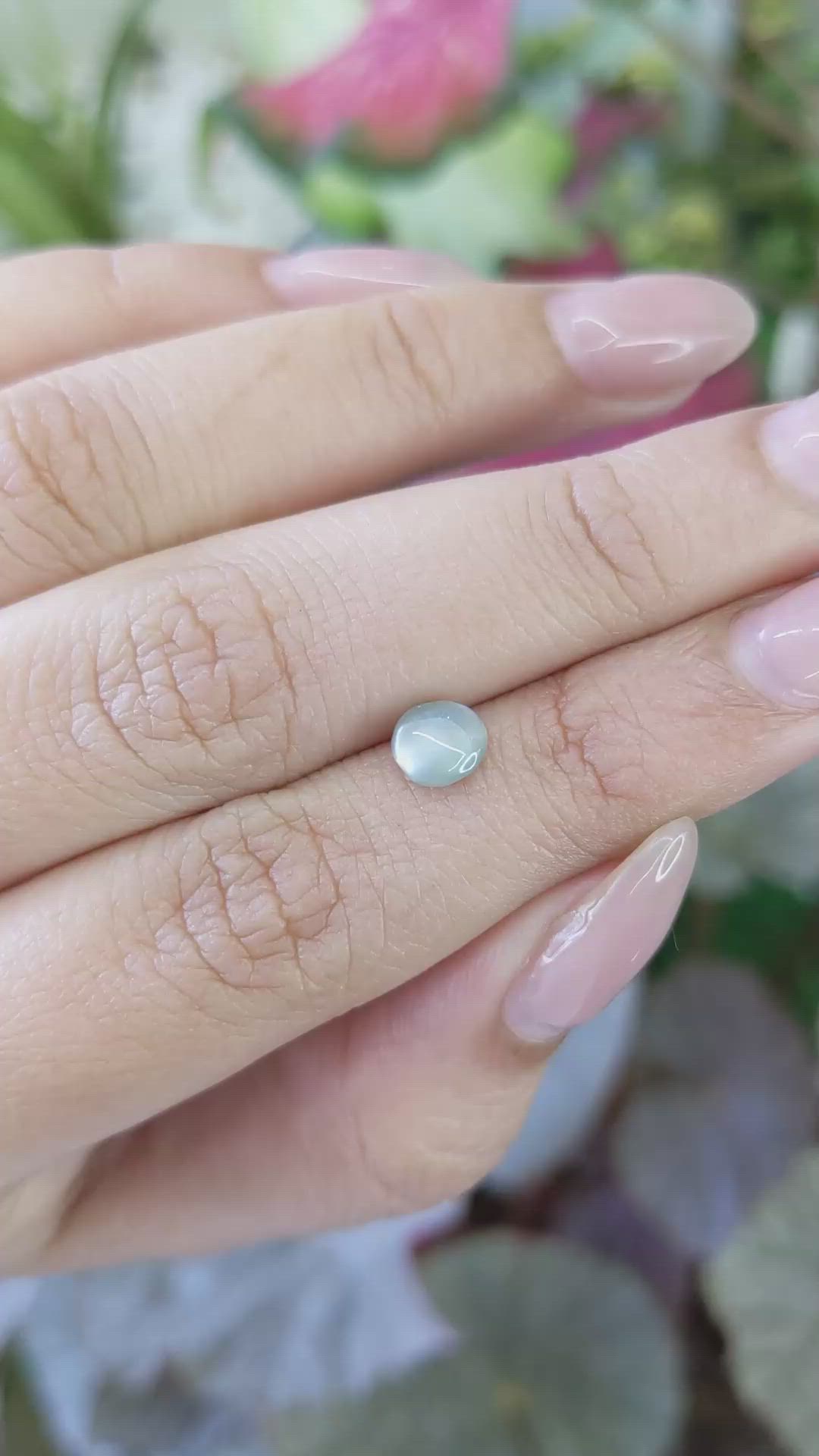 1.08 Ct. Green Cabochon Chrysoberyl from Ceylon (Sri Lanka) Size Video