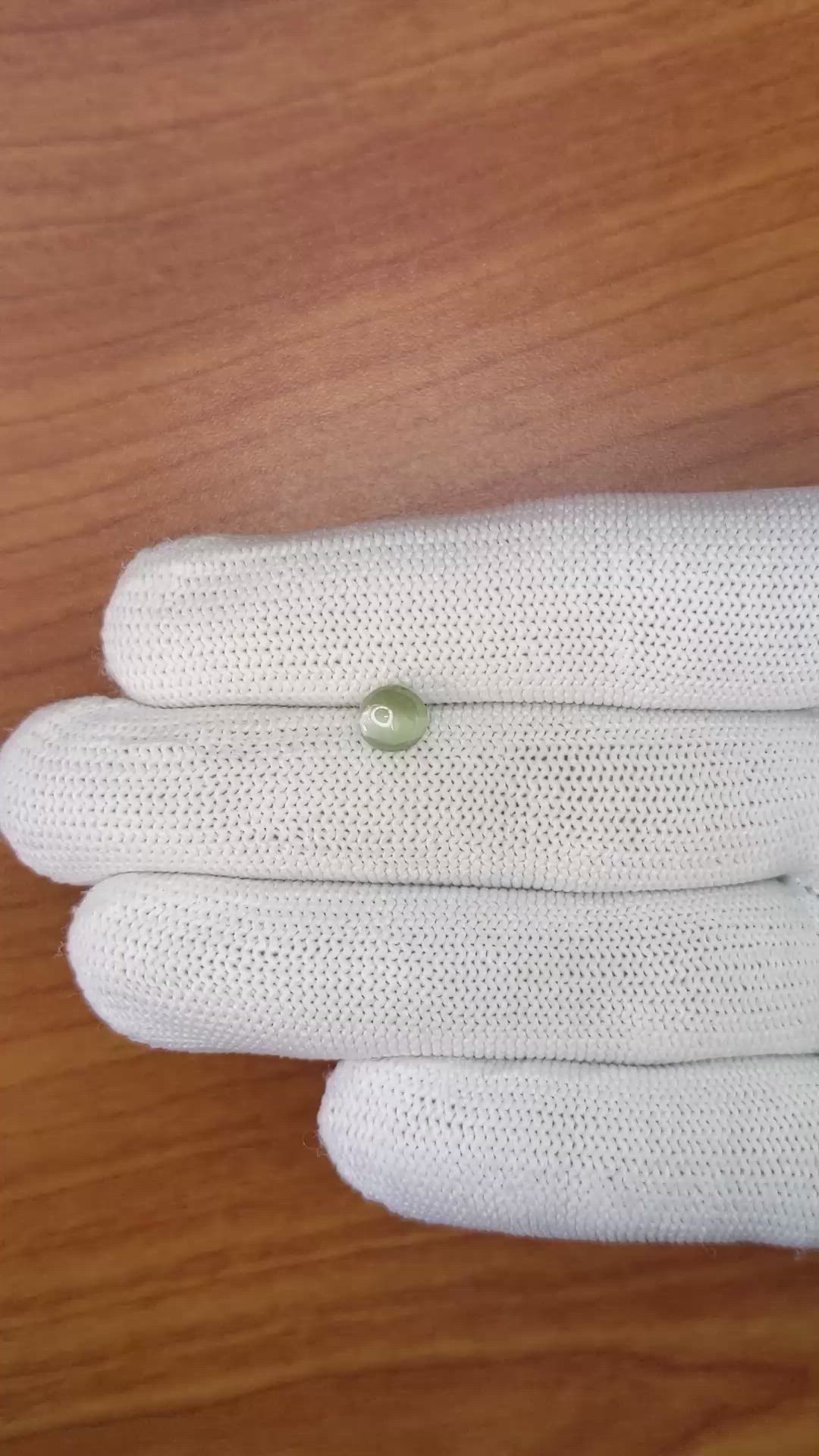 1.08 Ct. Green Cabochon Chrysoberyl from Ceylon (Sri Lanka) Size Video