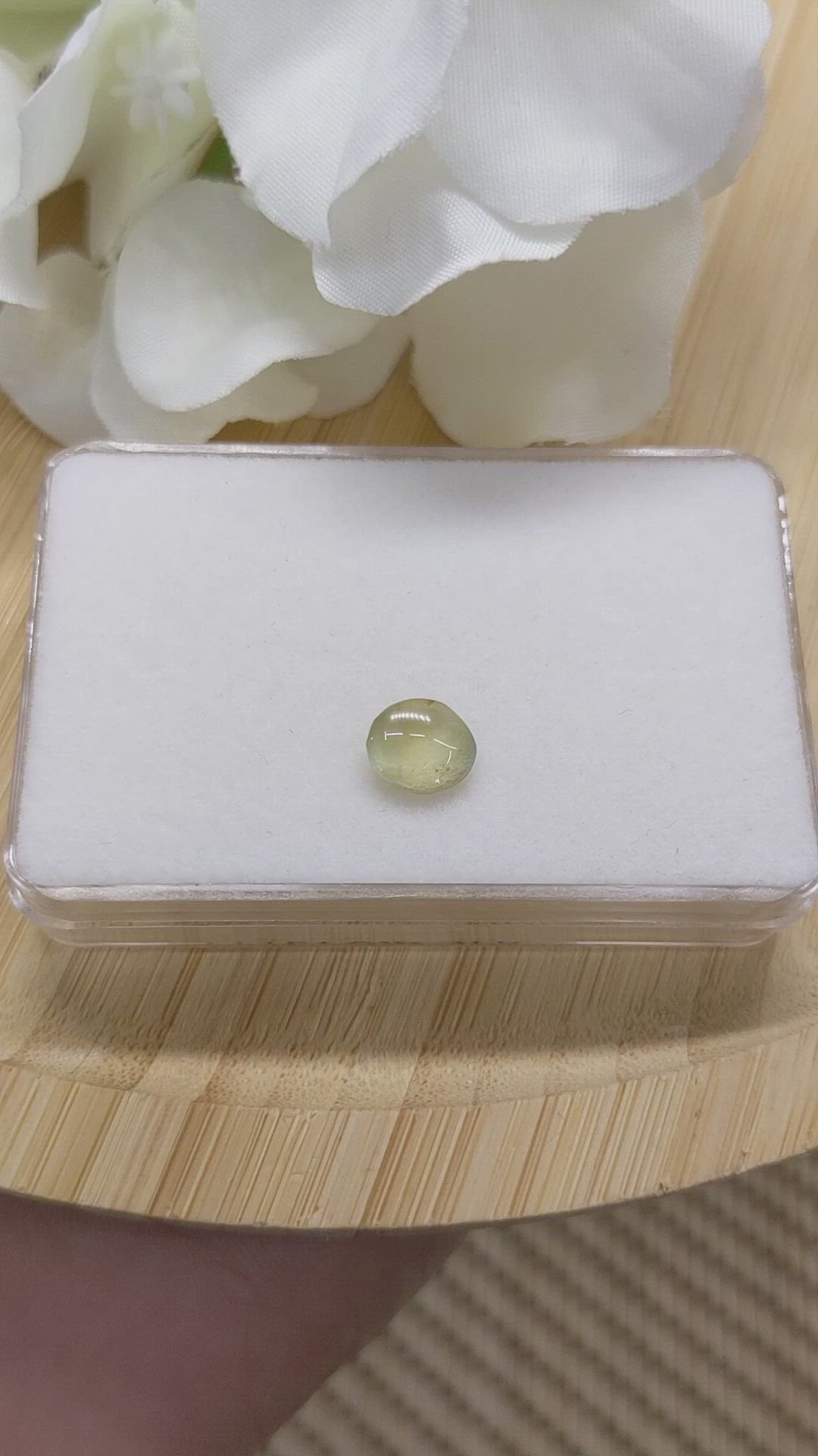 1.25 Ct. Greenish Yellow Cabochon Chrysoberyl from Ceylon (Sri Lanka) Size Video