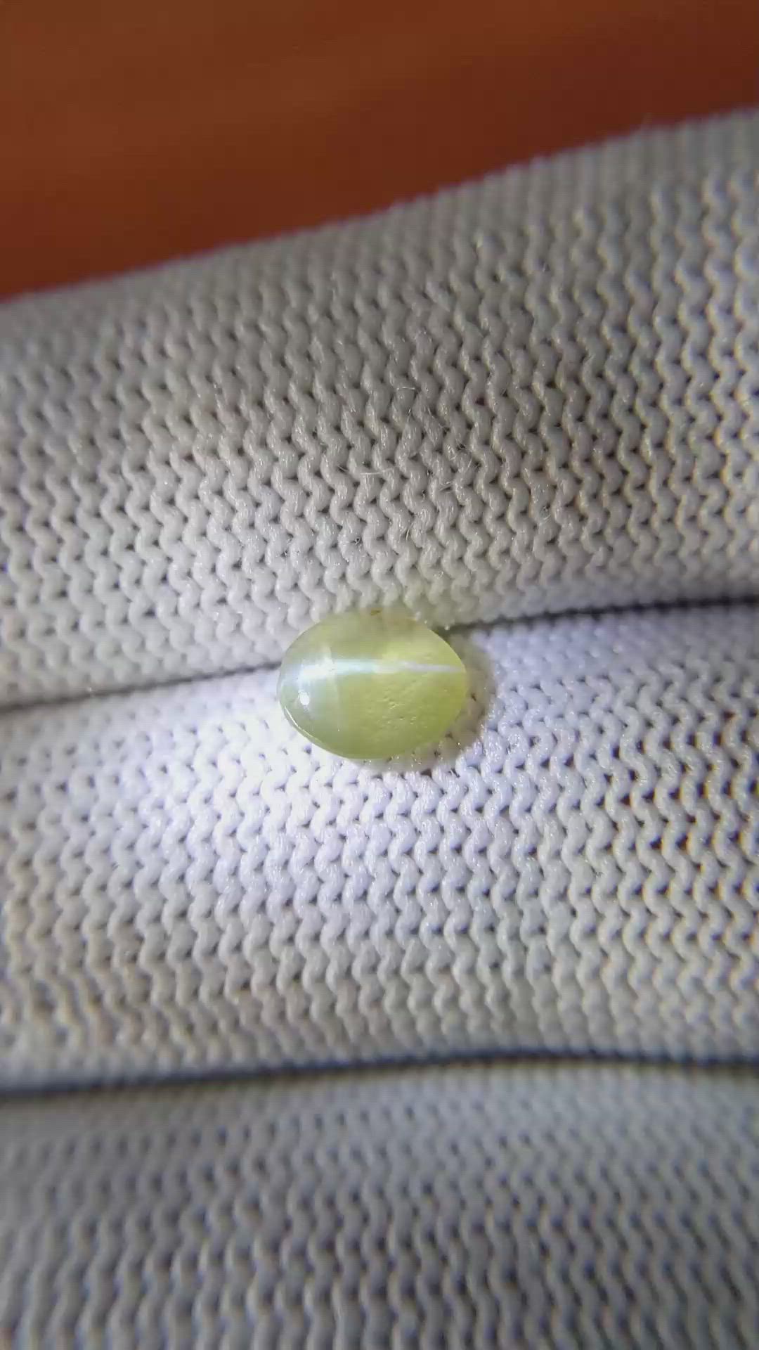 1.25 Ct. Greenish Yellow Cabochon Chrysoberyl from Ceylon (Sri Lanka) Size Video