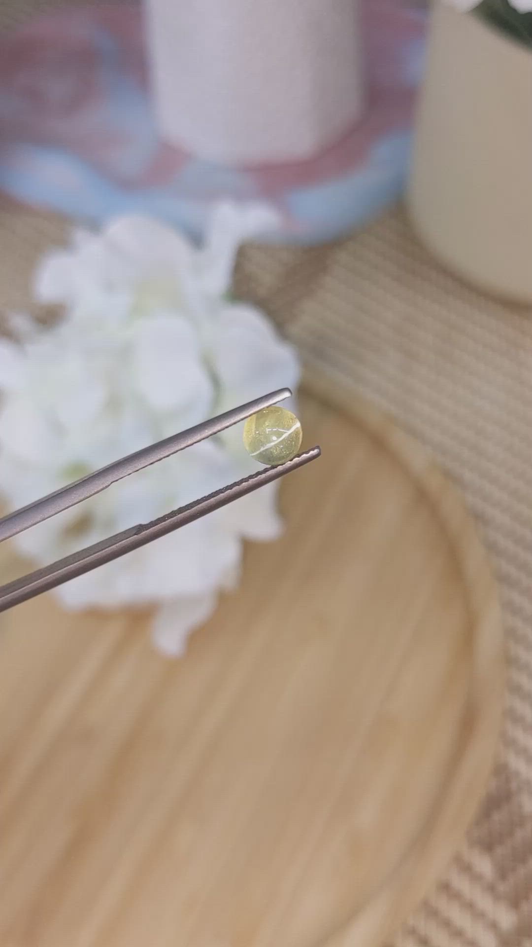1.40 Ct. Yellow Cabochon Chrysoberyl from Ceylon (Sri Lanka) Size Video