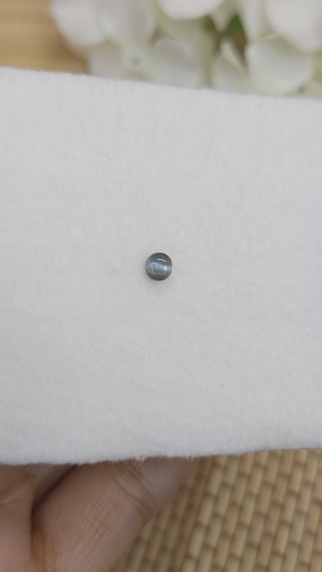 0.37 Ct. Green Cabochon Chrysoberyl from Ceylon (Sri Lanka) Size Video