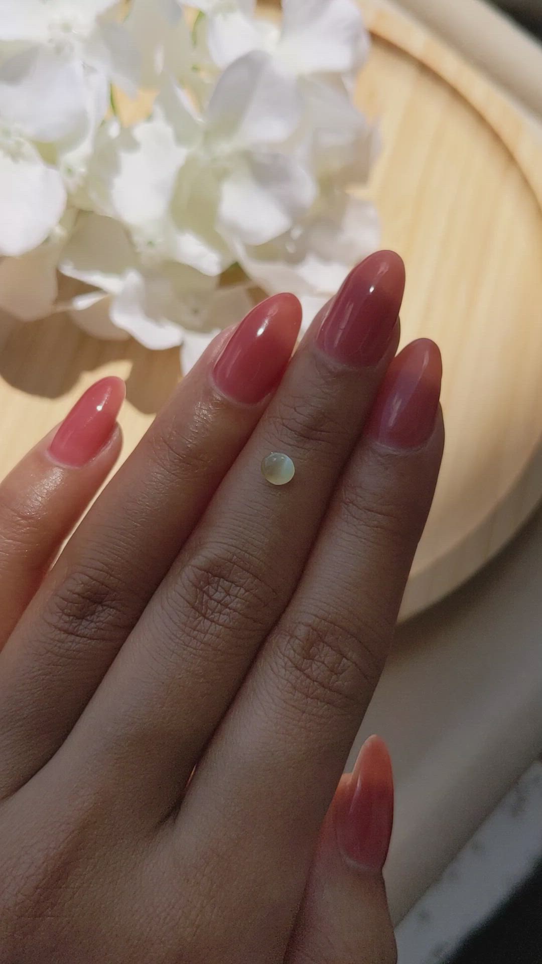 0.55 Ct. Greenish Yellow Cabochon Chrysoberyl from Ceylon (Sri Lanka) Size Video