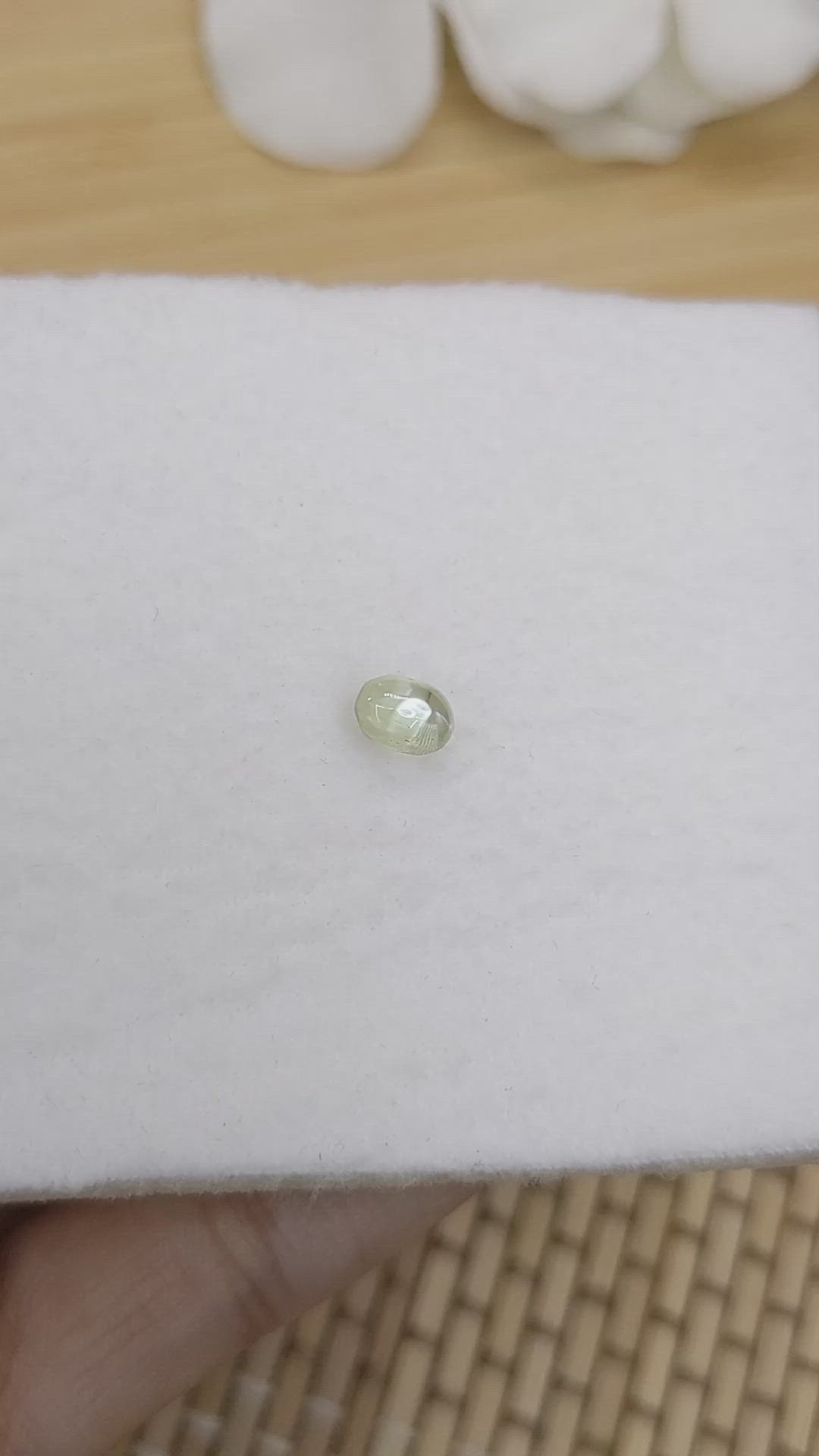 1.07 Ct. Yellow Cabochon Chrysoberyl from Ceylon (Sri Lanka) Size Video