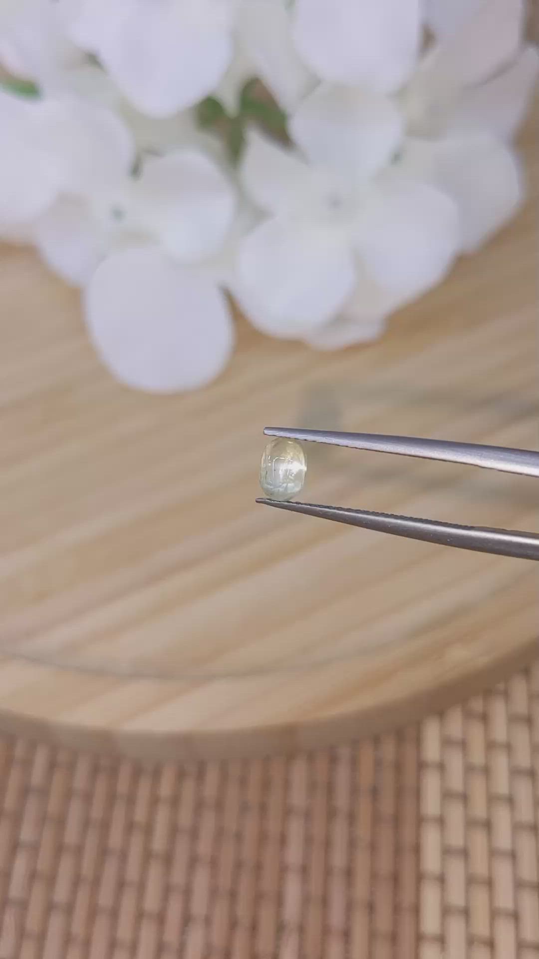 1.07 Ct. Yellow Cabochon Chrysoberyl from Ceylon (Sri Lanka) Size Video