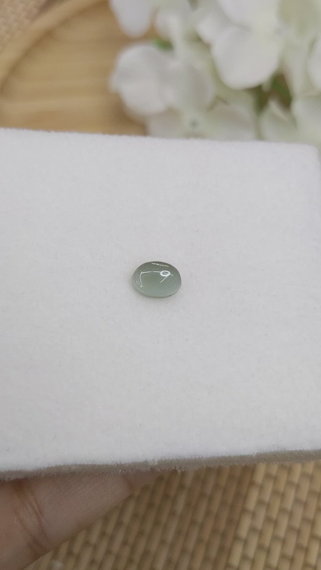 1.48 Ct. Green Cabochon Chrysoberyl from Ceylon (Sri Lanka) Size Video