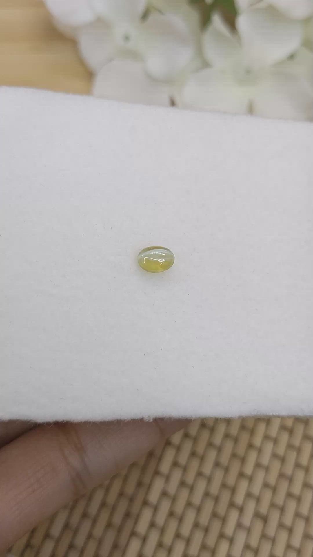 1.12 Ct. Yellow Cabochon Chrysoberyl from Ceylon (Sri Lanka) Size Video