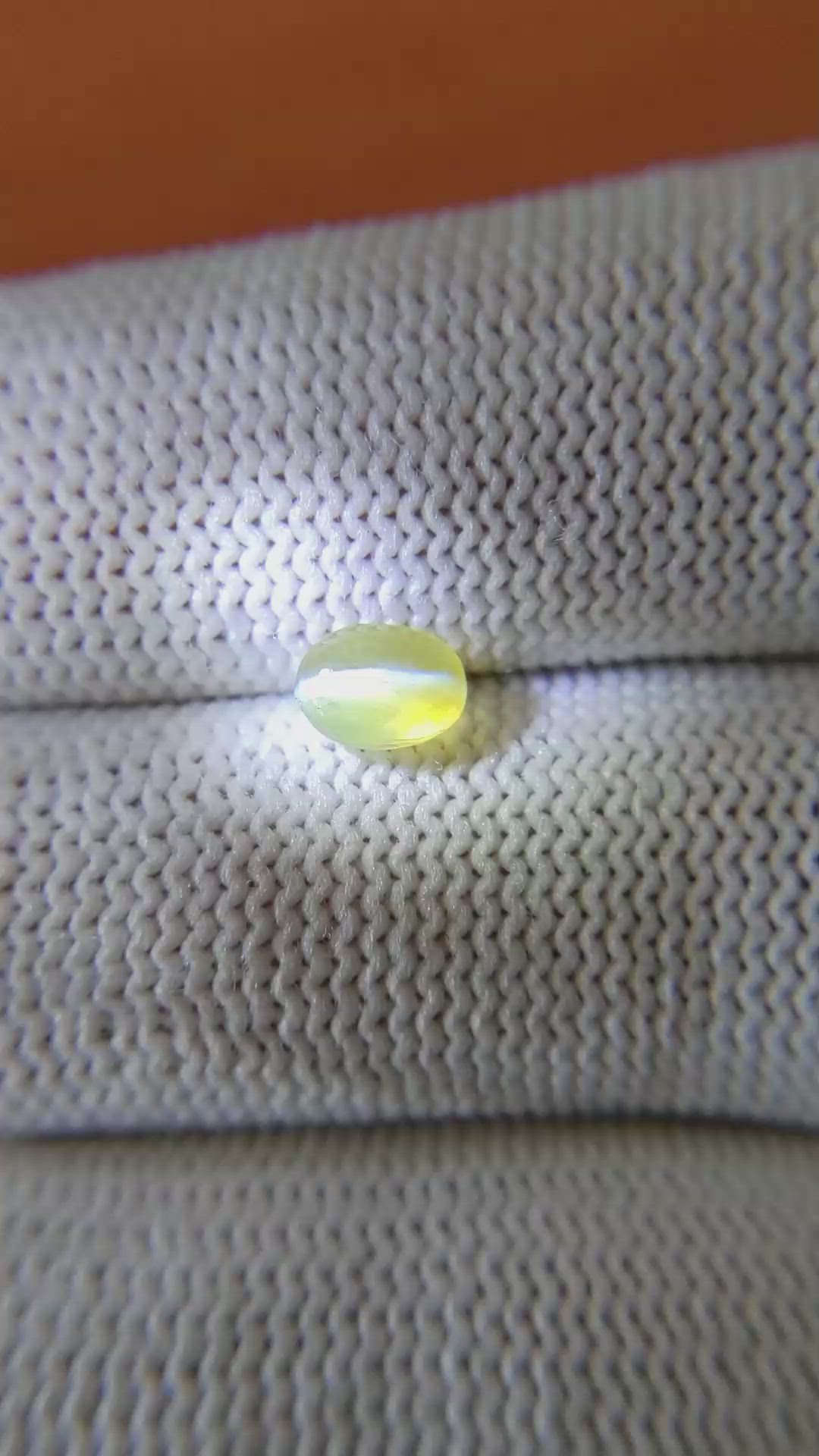 1.12 Ct. Yellow Cabochon Chrysoberyl from Ceylon (Sri Lanka) Size Video