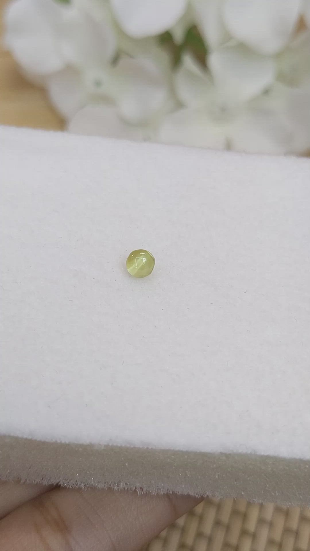 0.64 Ct. Yellow Cabochon Chrysoberyl from Ceylon (Sri Lanka) Size Video