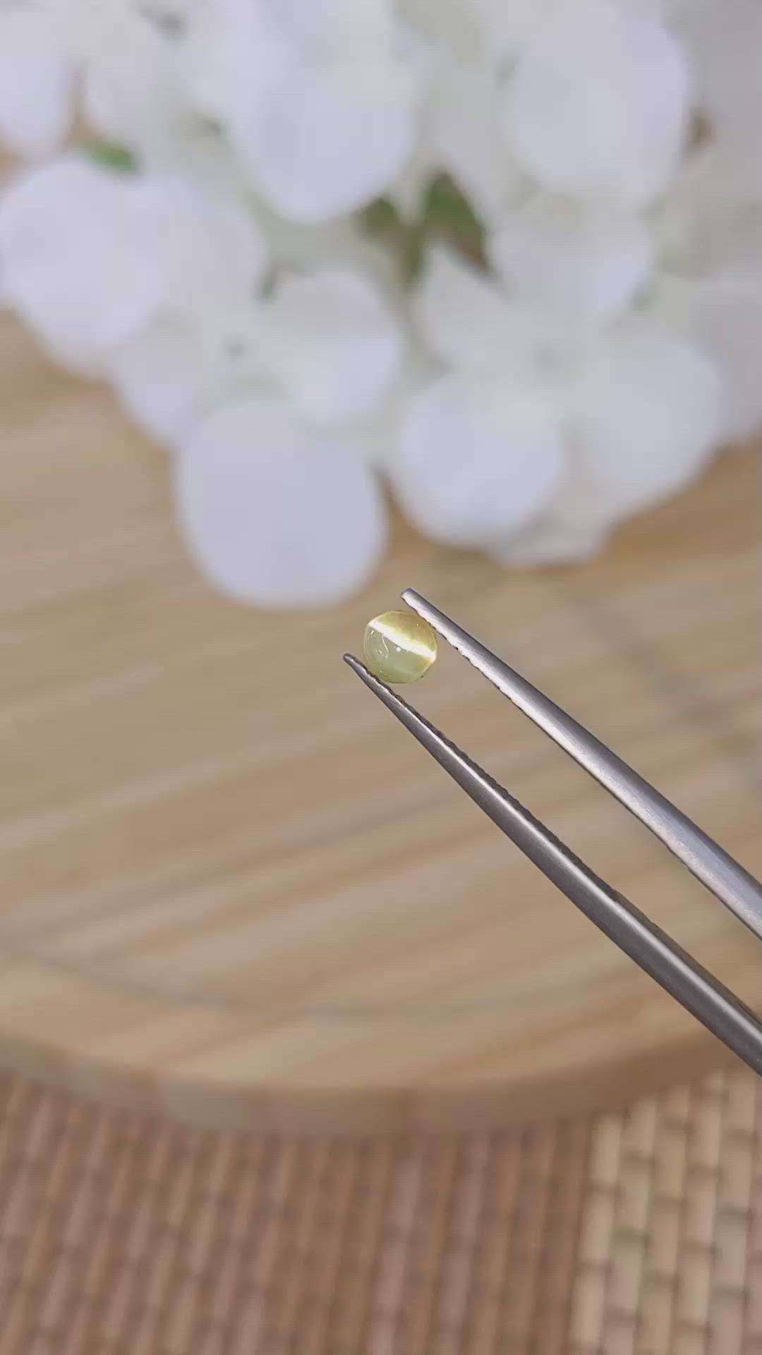 0.64 Ct. Yellow Cabochon Chrysoberyl from Ceylon (Sri Lanka) Size Video