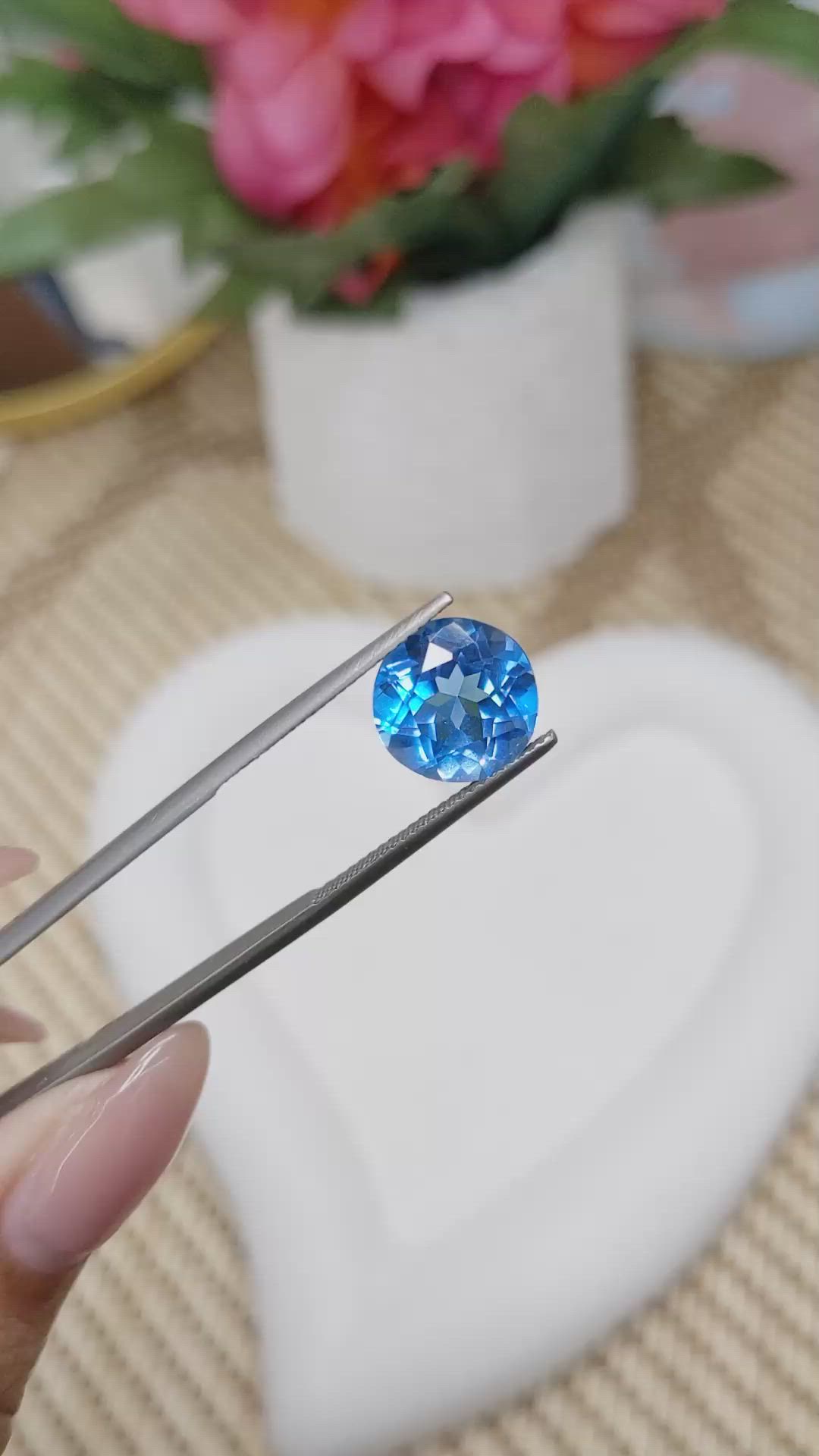 6.16 Ct. Swiss Blue Topaz from Ceylon (Sri Lanka) Size Video