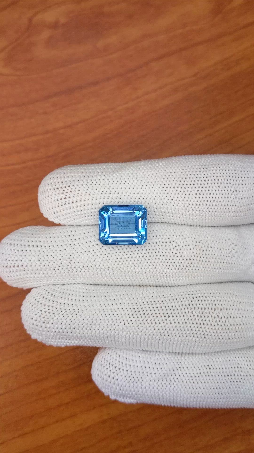 8.22 Ct. Swiss Blue Topaz from Ceylon (Sri Lanka) Size Video