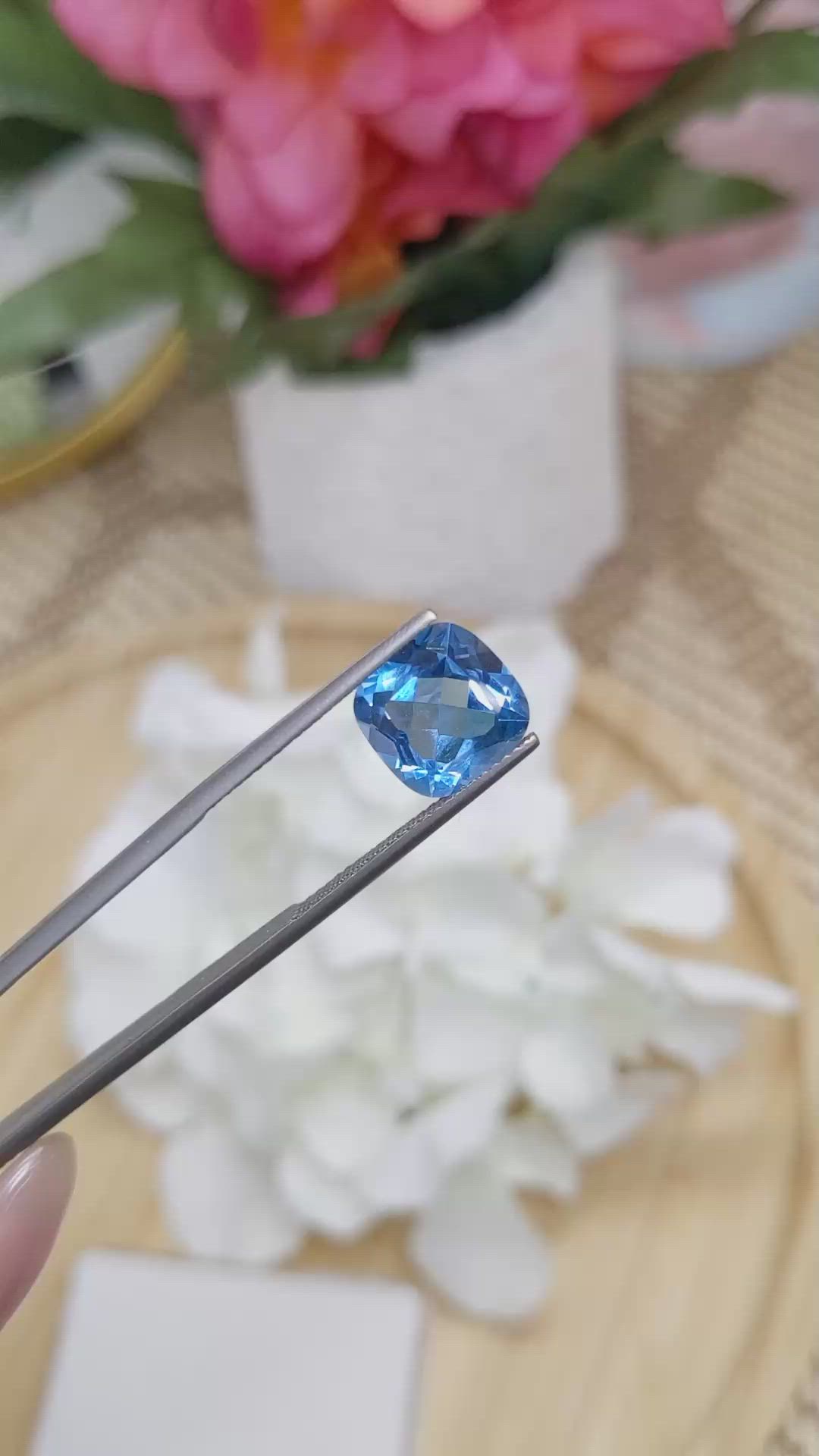 5.18 Ct. Swiss Blue Topaz from Ceylon (Sri Lanka) Size Video